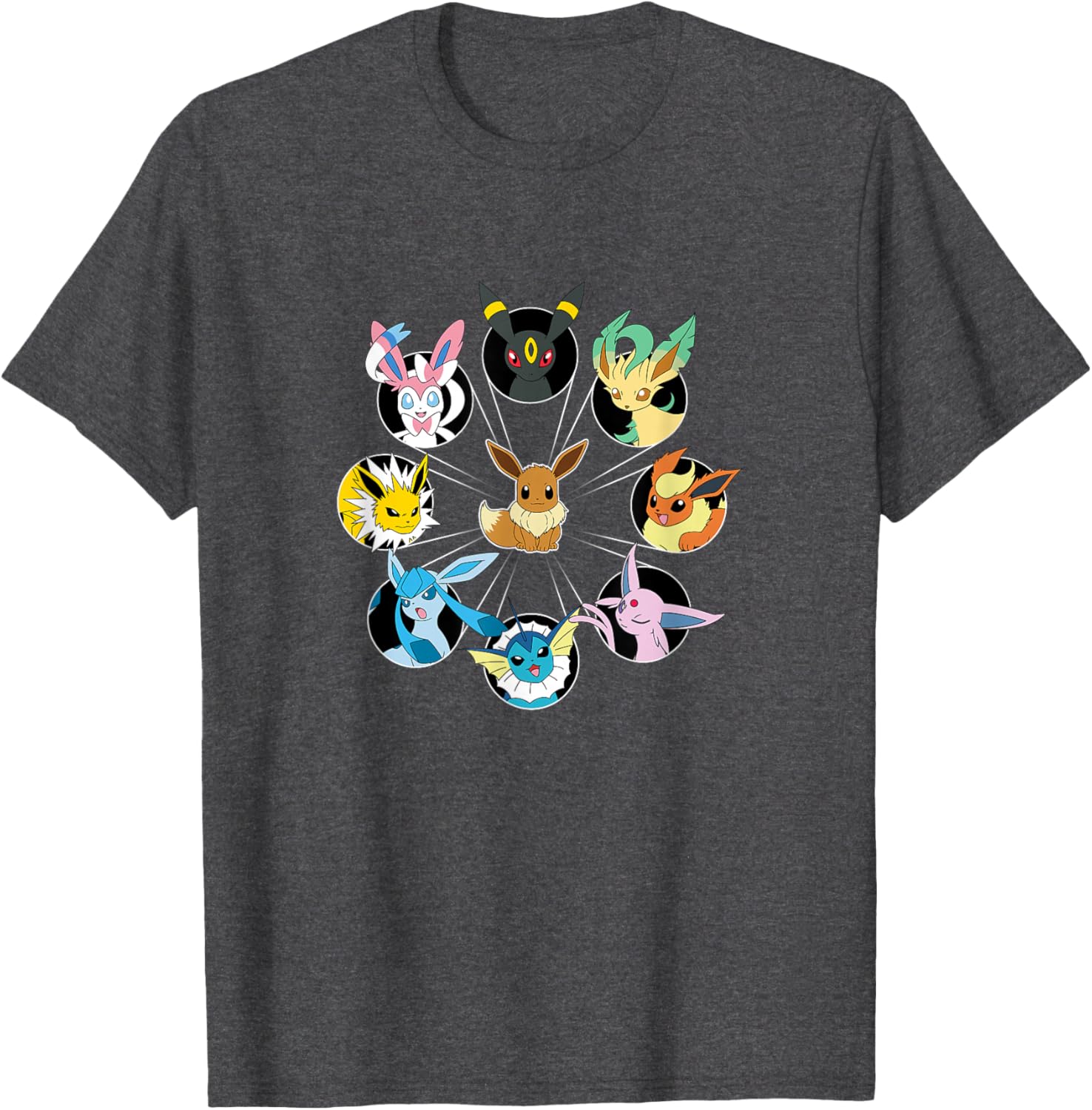 Eevee Evolution Circle T-Shirt for Pokémon Fans - Stylish Casual Wear - 2
