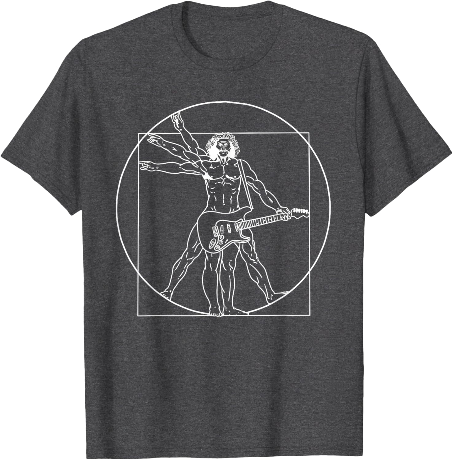 Guitar Da Vinci Vitruvian Man Musician T-Shirt for Guitar Lovers - 2