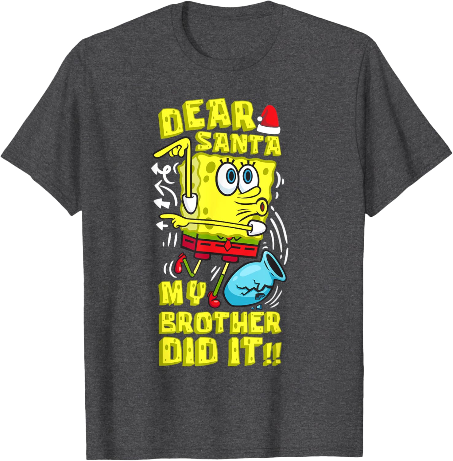 SpongeBob Christmas Dear Santa T-Shirt for Siblings Fun Humor - 3