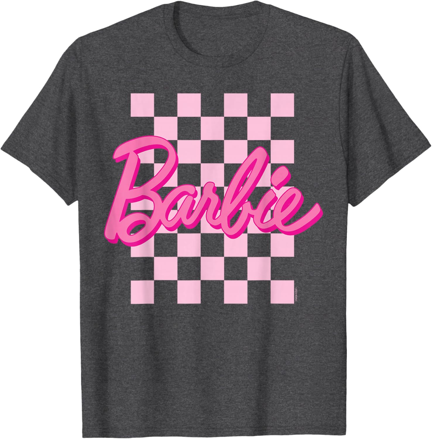 Barbie Logo Checkered Short Sleeve T-Shirt for Women Small Size - 1