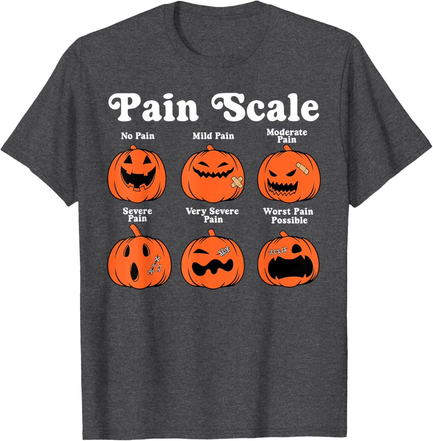 Spooky Pumpkin Pain Scale Nurse Triage Halloween T-Shirt for Fall Fun - 8