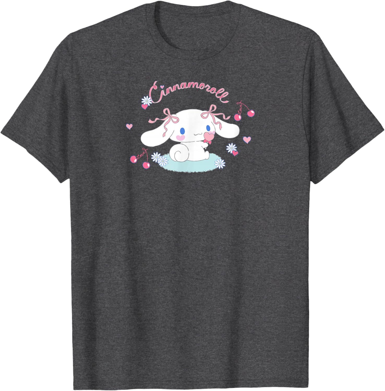 Cute SANRIO Cinnamoroll Cherry Love T-Shirt for All Seasons - White Small - 5
