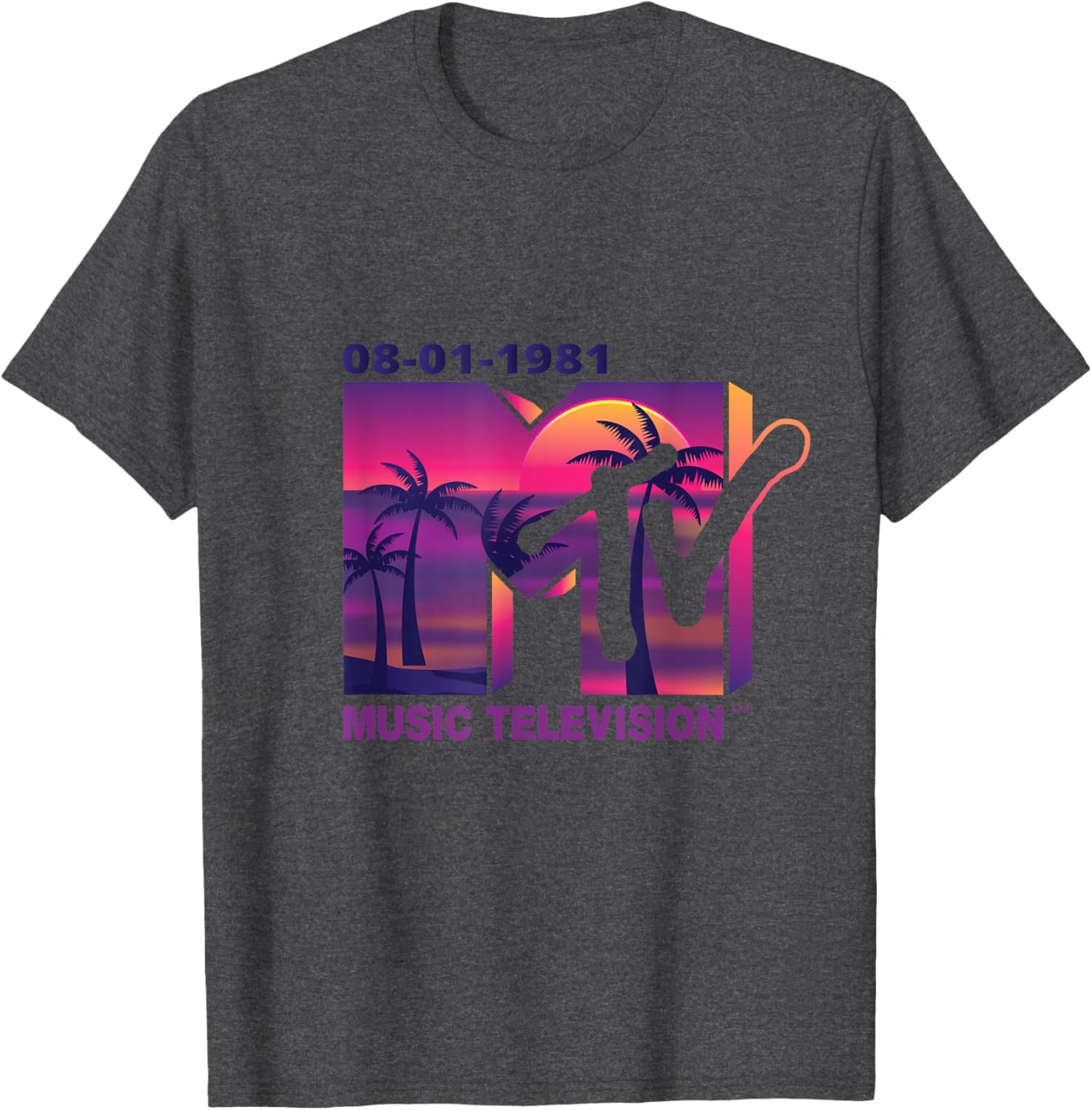 Mademark x MTV 1981 Logo T-Shirt with Purple Palms in Sunset Design - 16