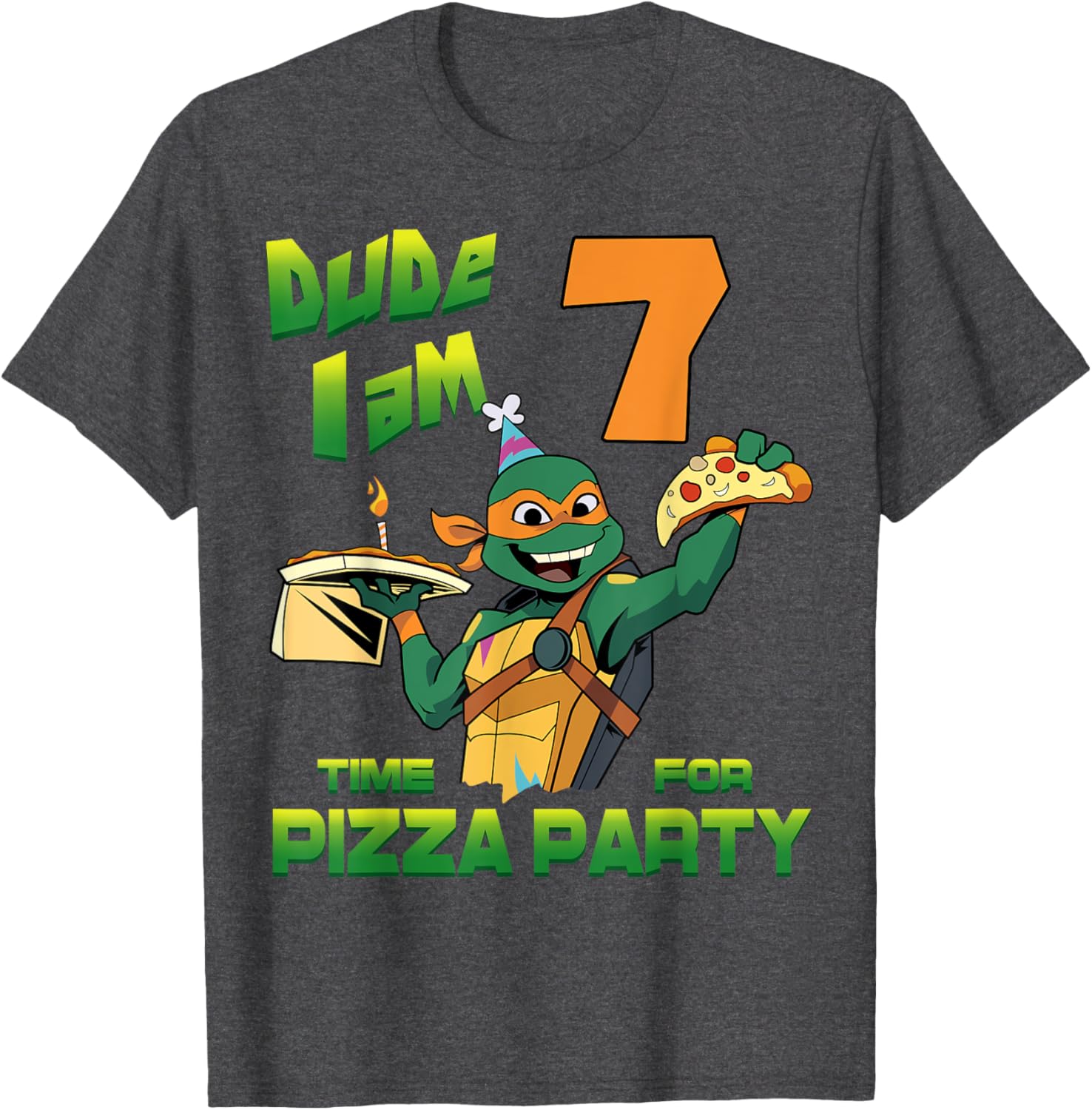 Mademark TMNT Birthday T-Shirt for Kids - Mikey Pizza Party 7 Years Old - 15
