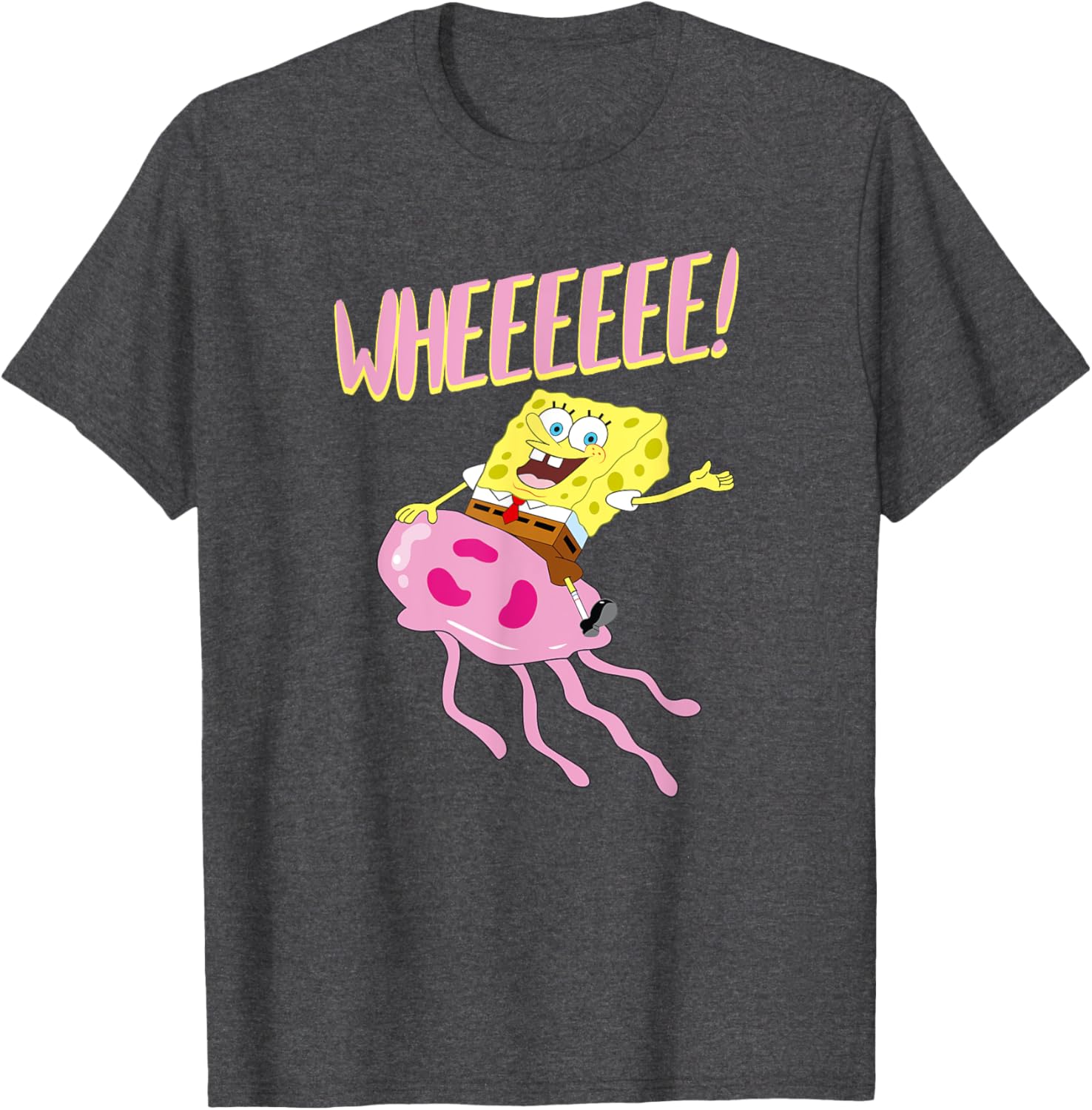 SpongeBob Riding Jellyfish Wheeeeee T-Shirt by Mademark Fun Apparel - 5