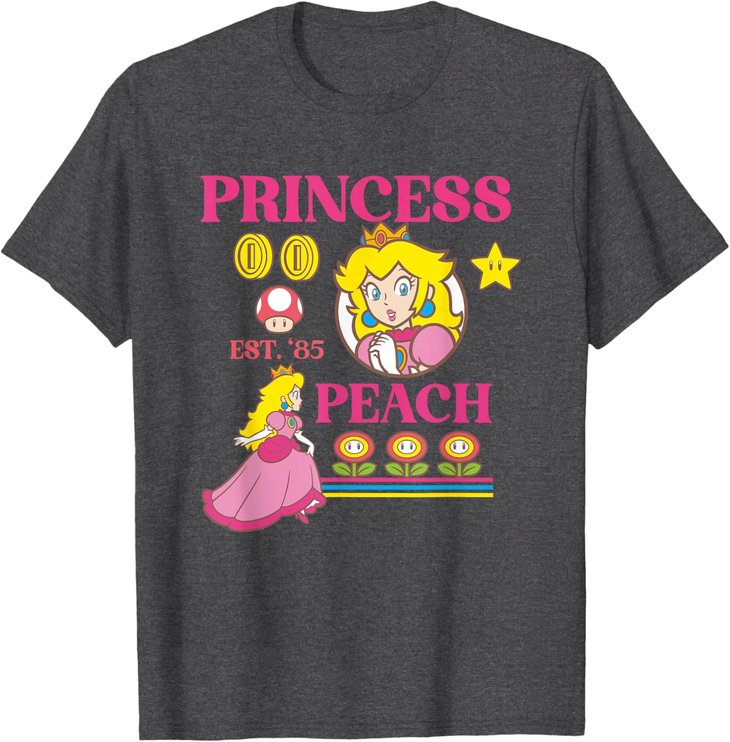 Super Mario Fire Flower Princess Peach Power Up T-Shirt for Gamers - 13