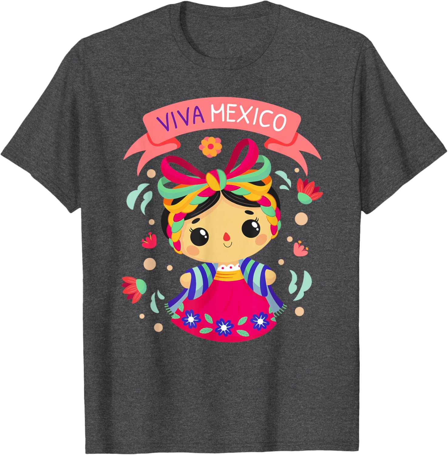 Viva Mexico Girls Floral Independence Day T-Shirt for Kids - 24
