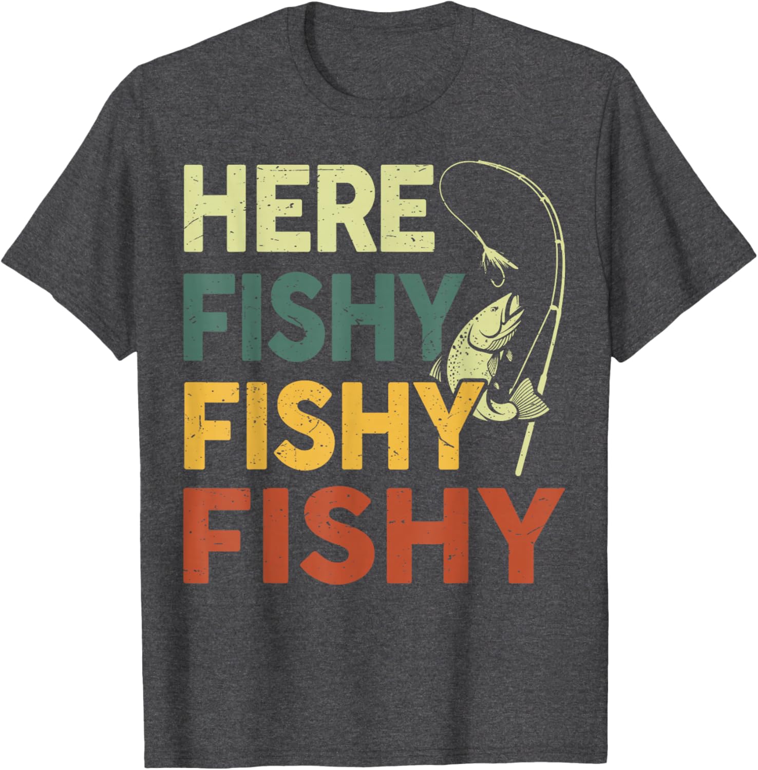 Funny Fishing Shirt for Dad - Men Here Fishy Graphic Tee for Bass Lovers - 8