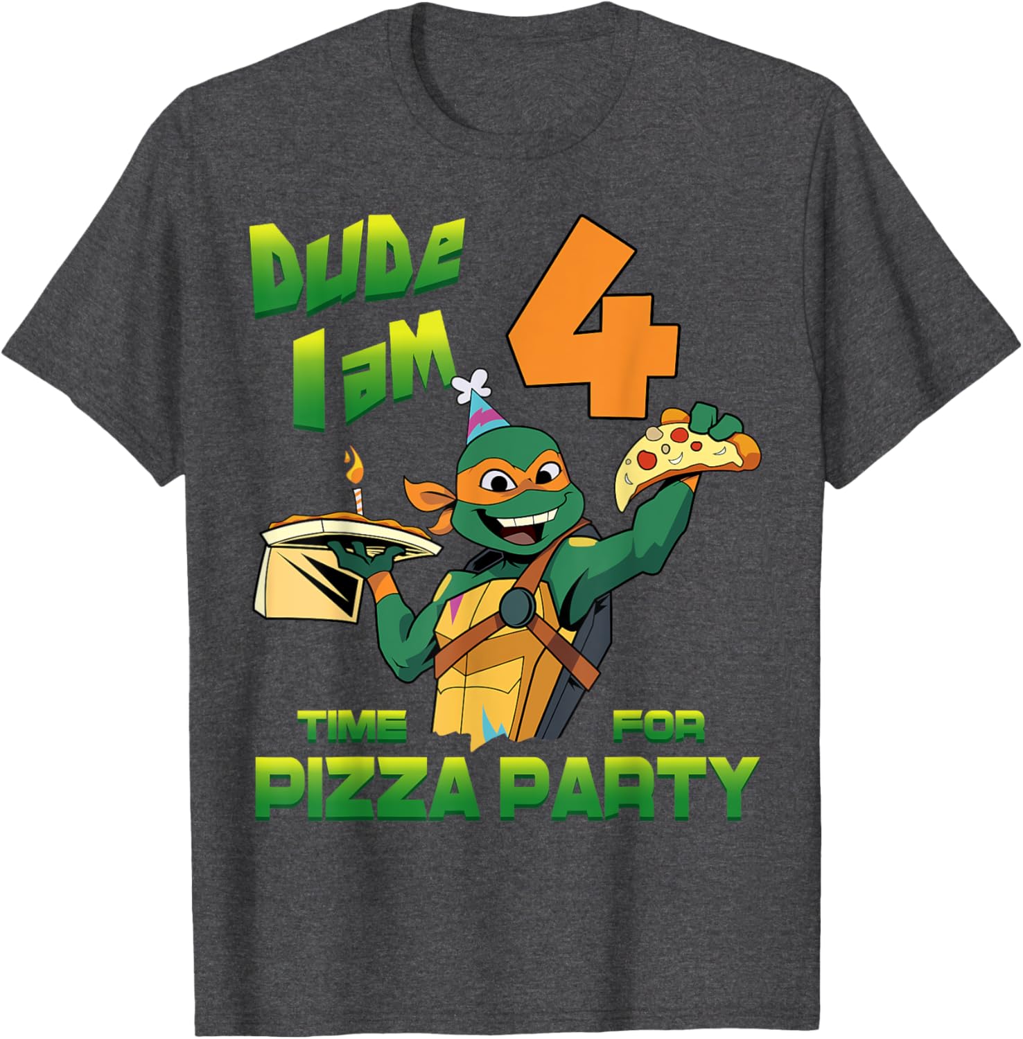 Mademark Teenage Mutant Ninja Turtles Mikey Pizza 4th Birthday T-Shirt - 12