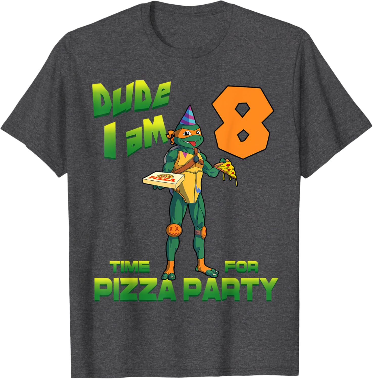 Cool Michelangelo Pizza Birthday T-Shirt for 8 Year Old TMNT Fans - 6