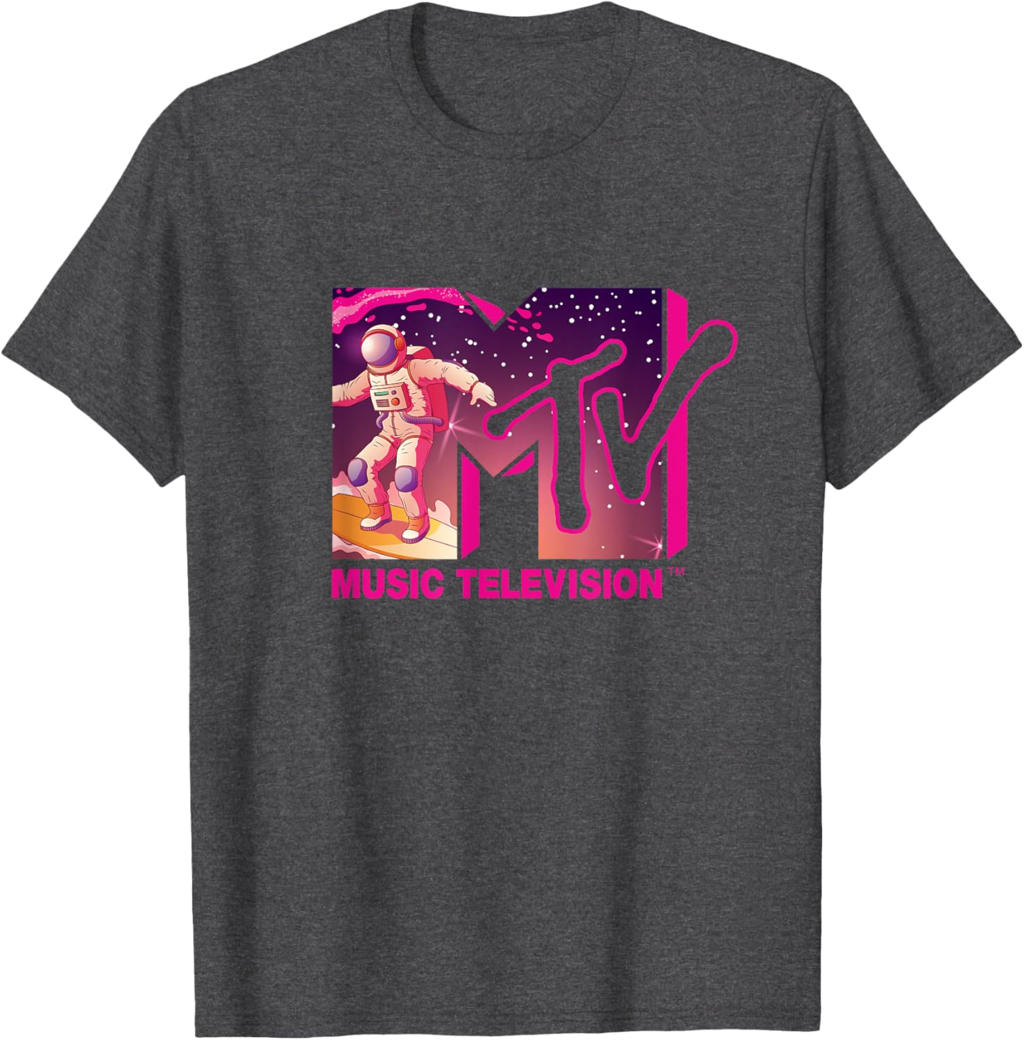 Mademark x MTV Surfing Astronaut Space T-Shirt - Official MTV Logo Tee - 9