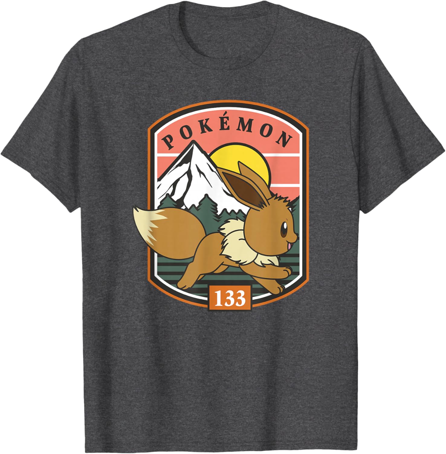 Eevee Outdoor Adventure T-Shirt for Pokémon Fans - Forest Park Badge Design - 1