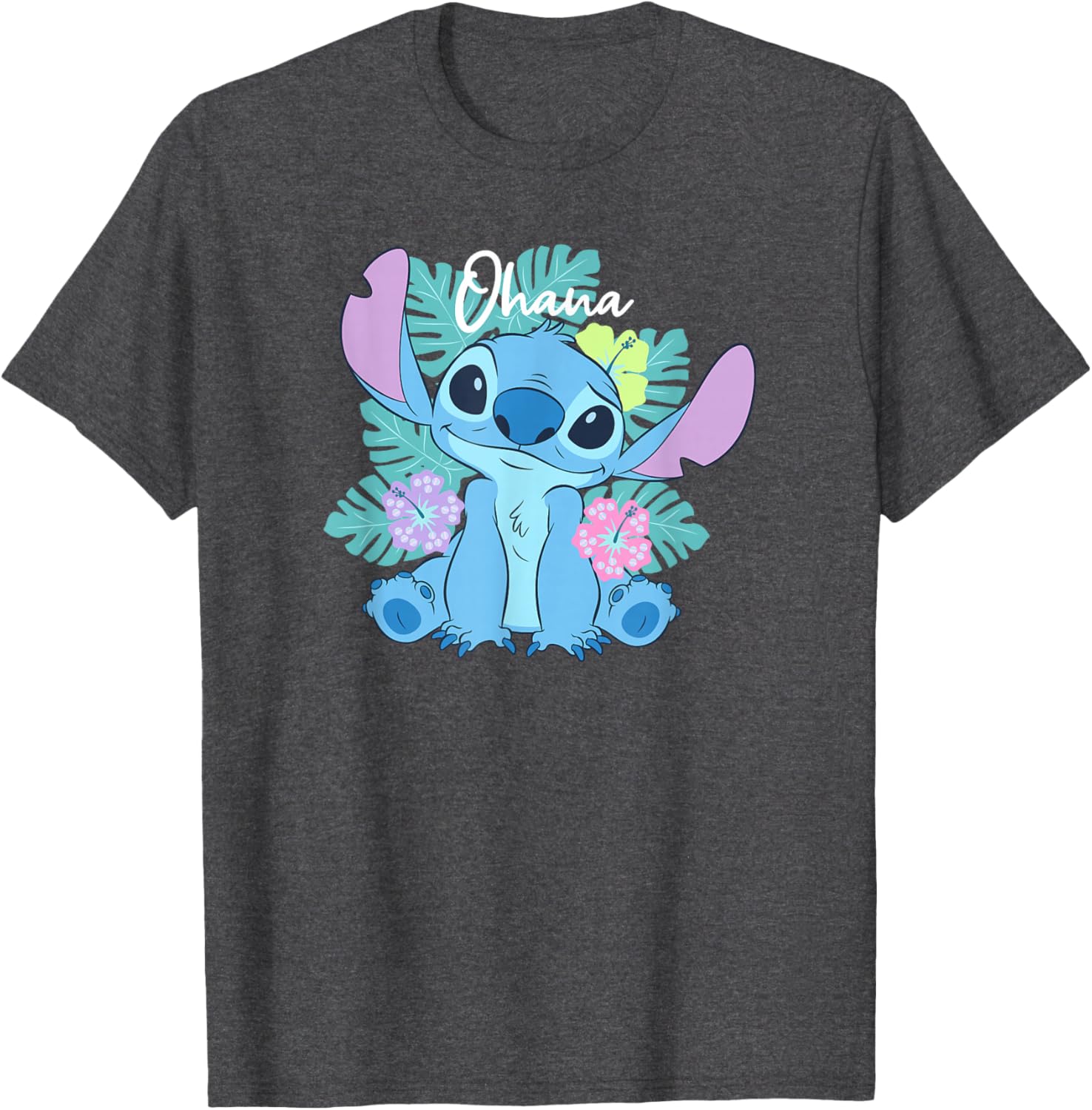 Disney Lilo and Stitch Ohana Floral Logo T-Shirt for Fun Family Style - 4