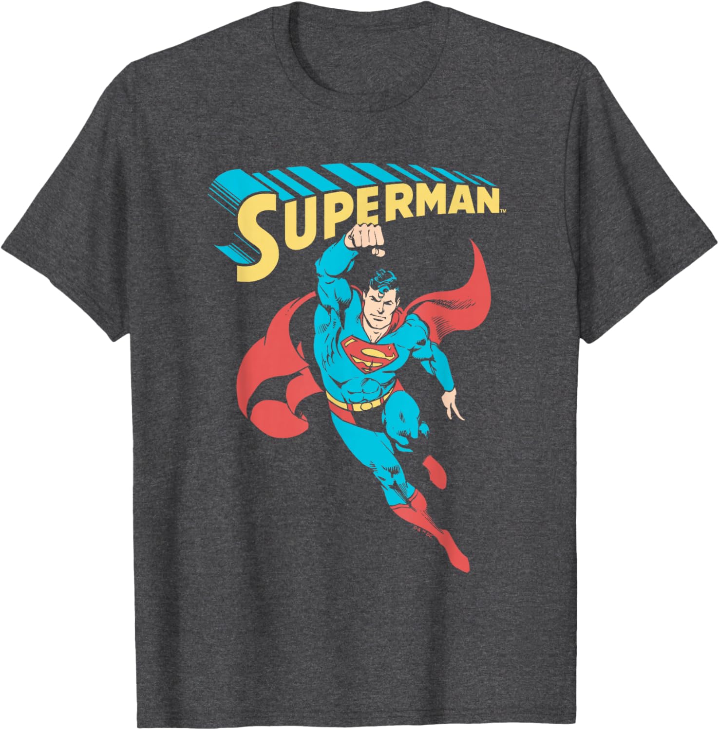 Superman Superhero V-Neck T-Shirt for Adults and Kids - Black, Classic Fit - 1