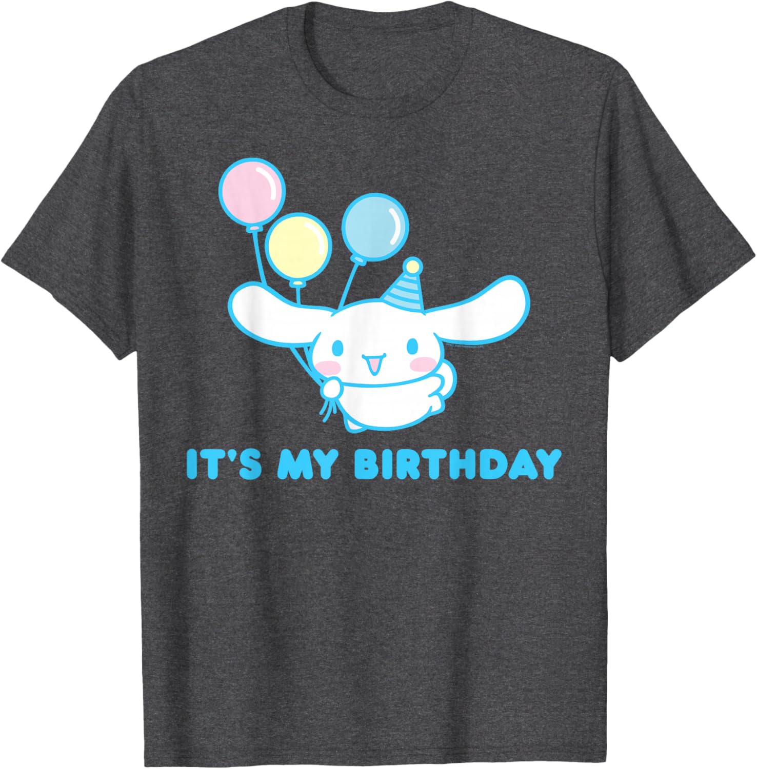 Sanrio Cinnamoroll Birthday T-Shirt for Adults - Blue Crew Neck Short Sleeve - 1