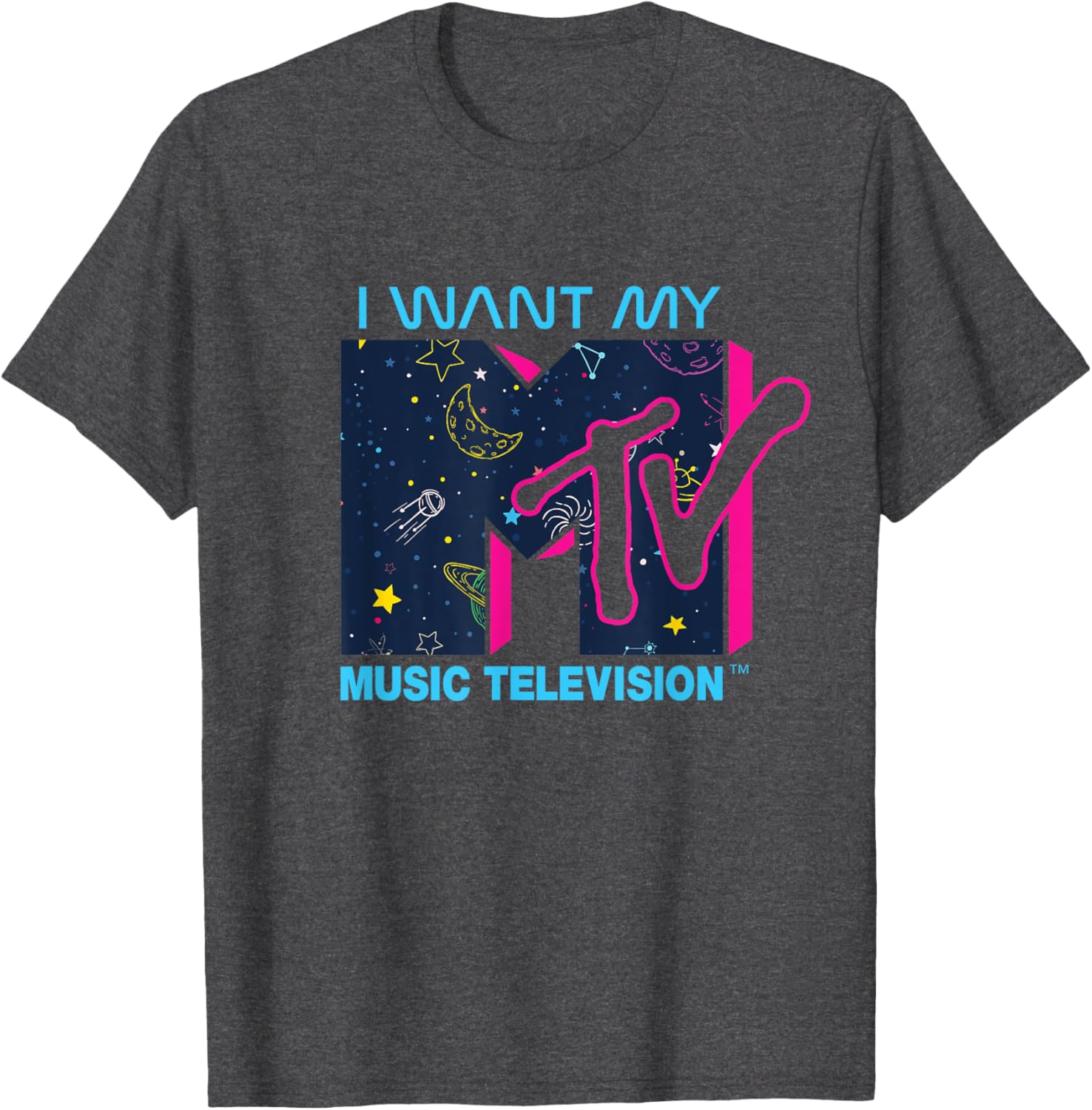 Mademark x MTV Official I Want My MTV Logo Space T-Shirt for Fans - 10
