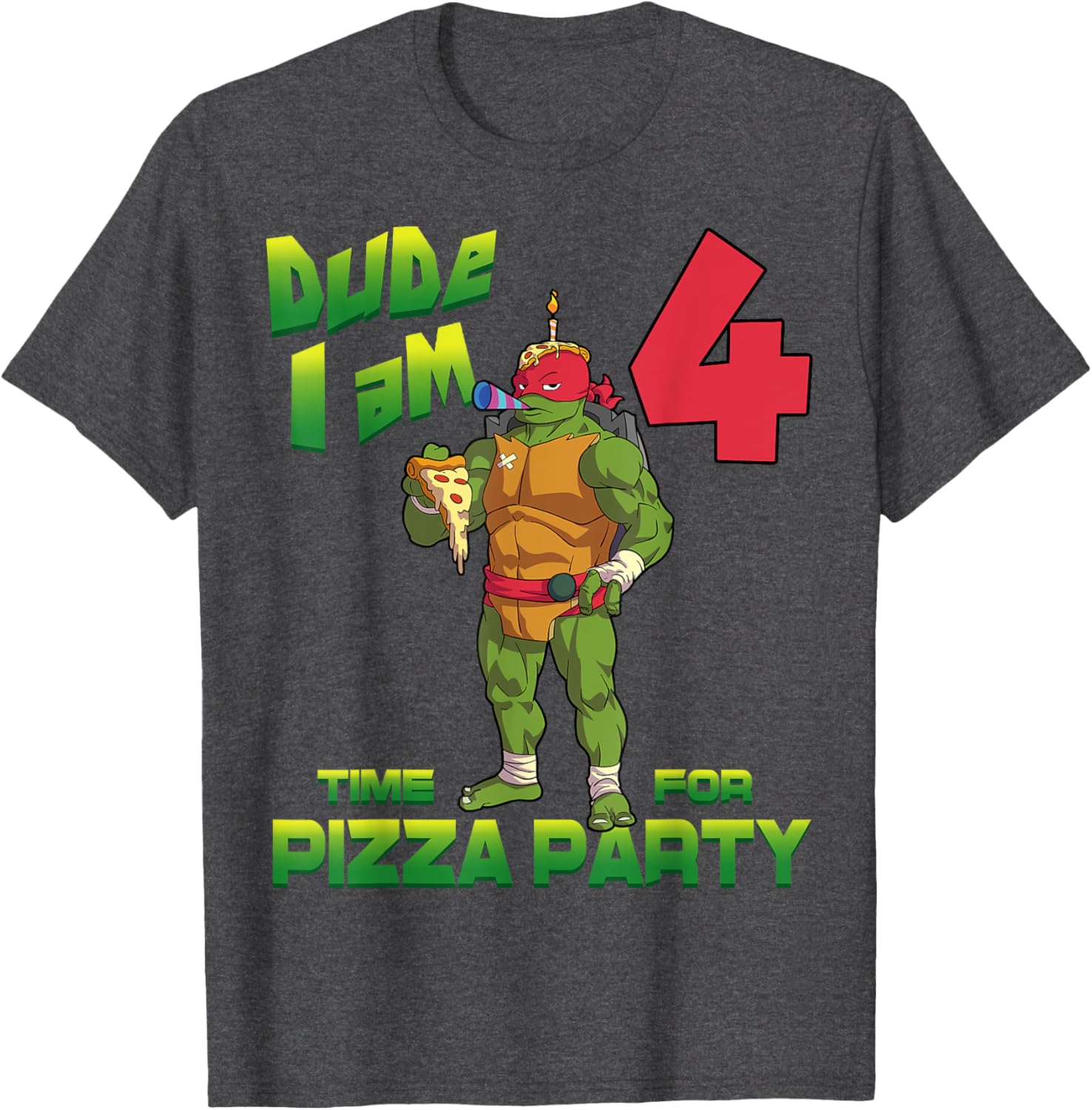 TMNT Raph Pizza Birthday Party T-Shirt for 4 Year Olds - Fun Kid's Clothing - 12