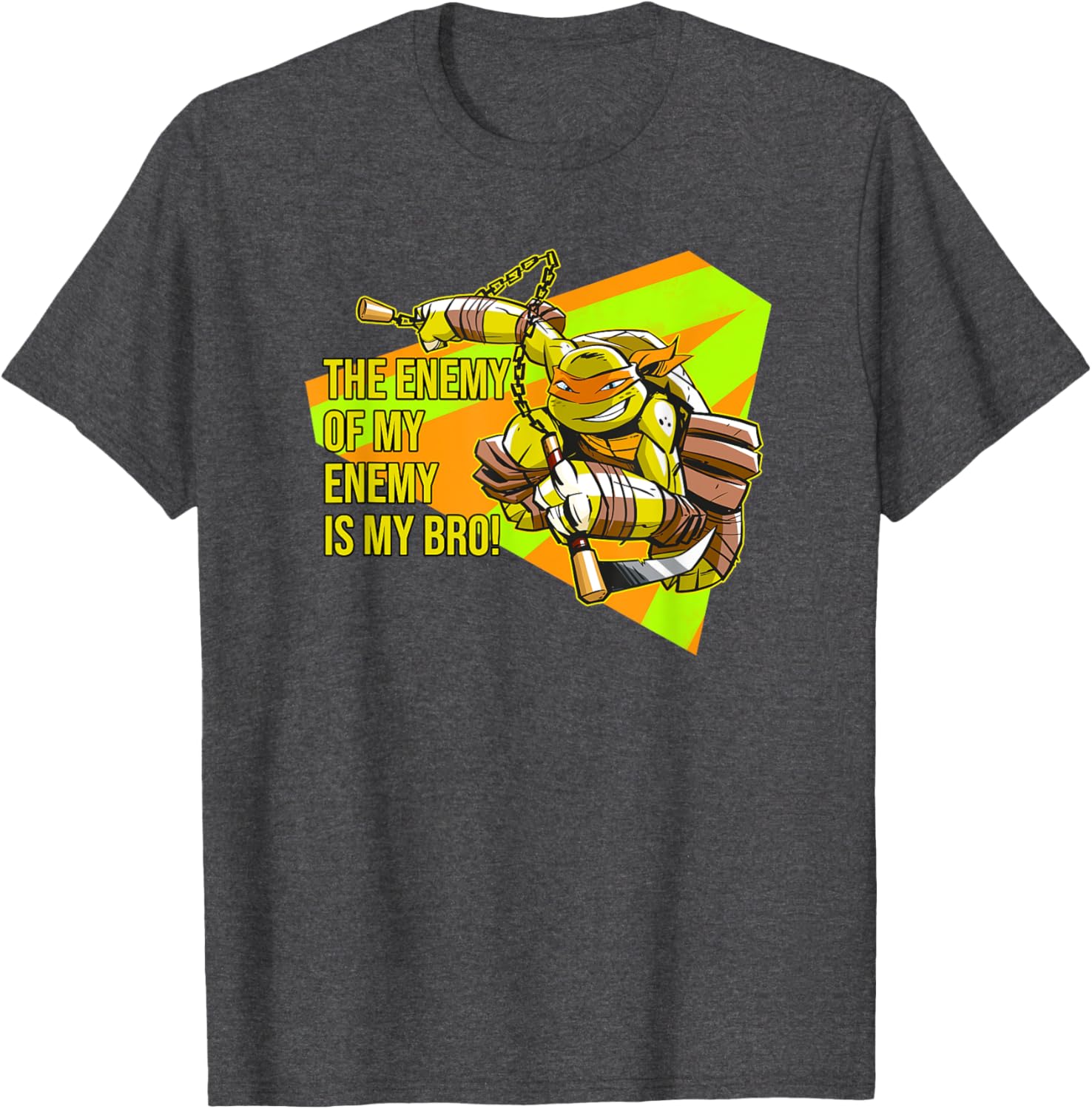 Mademark Michelangelo TMNT T-Shirt The Enemy of My Enemy is My Bro - 2