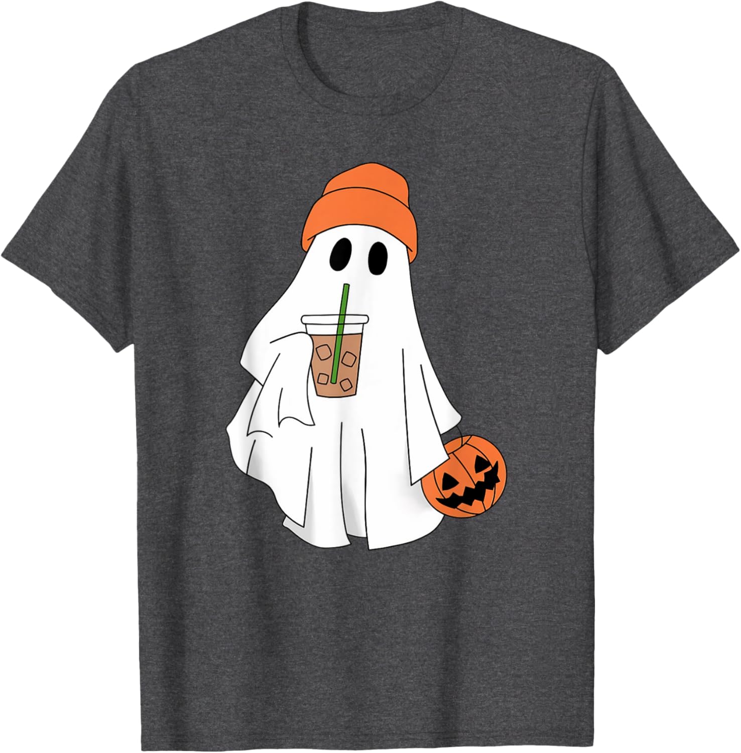 Halloween Ghost Drinking Coffee T-Shirt for Men and Women - 16