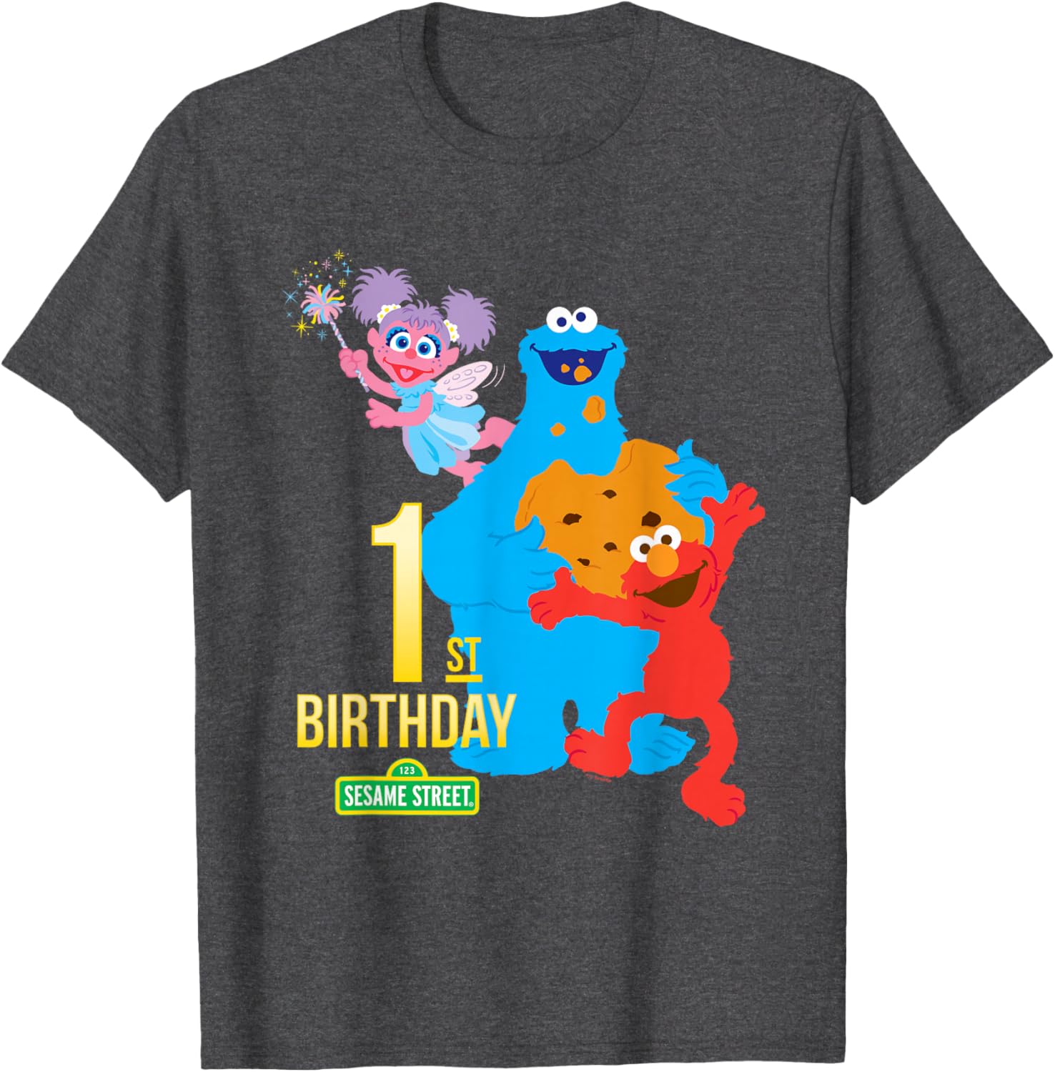 Sesame Street 1st Birthday Classic Fit Crew Neck T-Shirt for Kids - 1