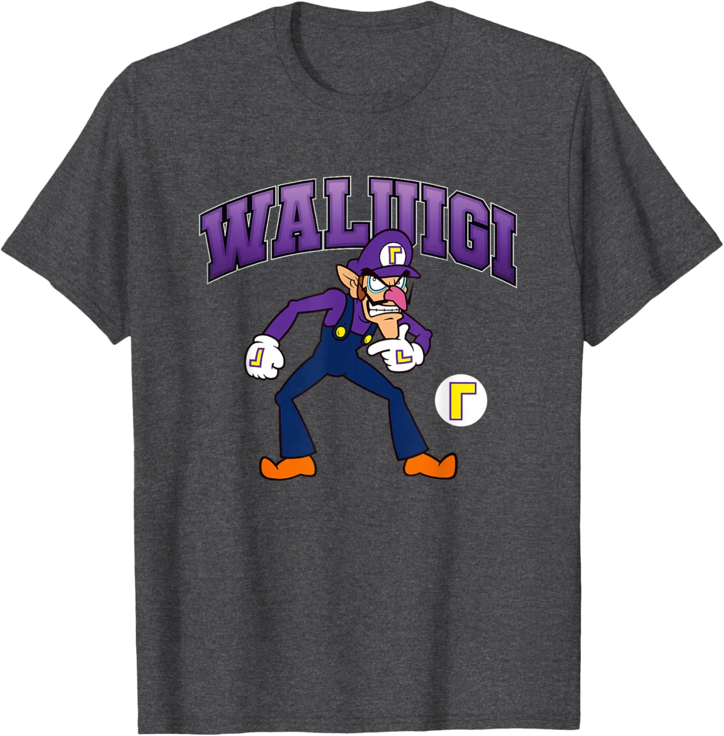Super Mario Bros Waluigi Big Character Portrait T-Shirt for Fans - 8
