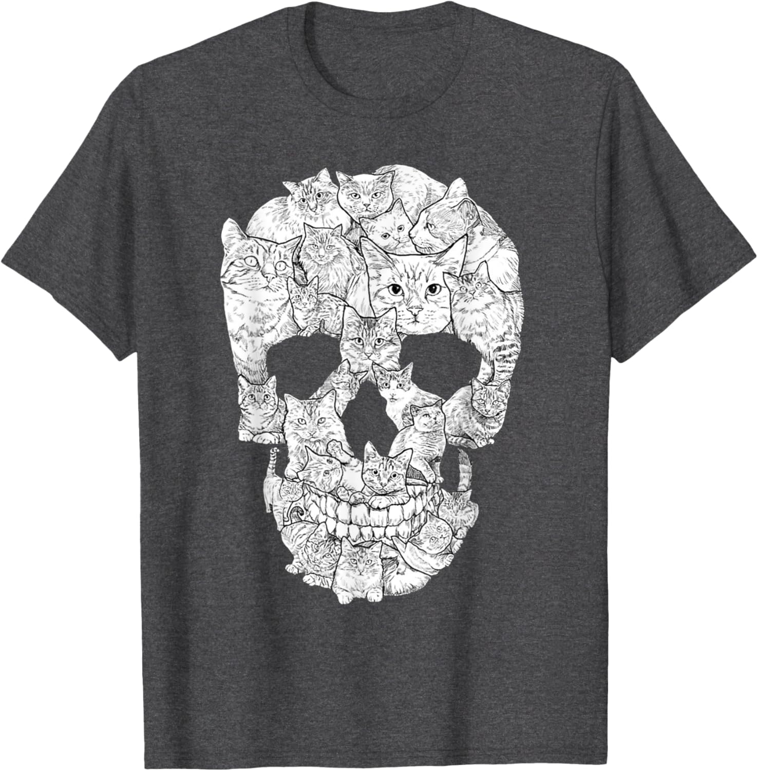 Cat Skull T-Shirt for Halloween - Fun Kitty Skeleton Tee for All Ages - 5