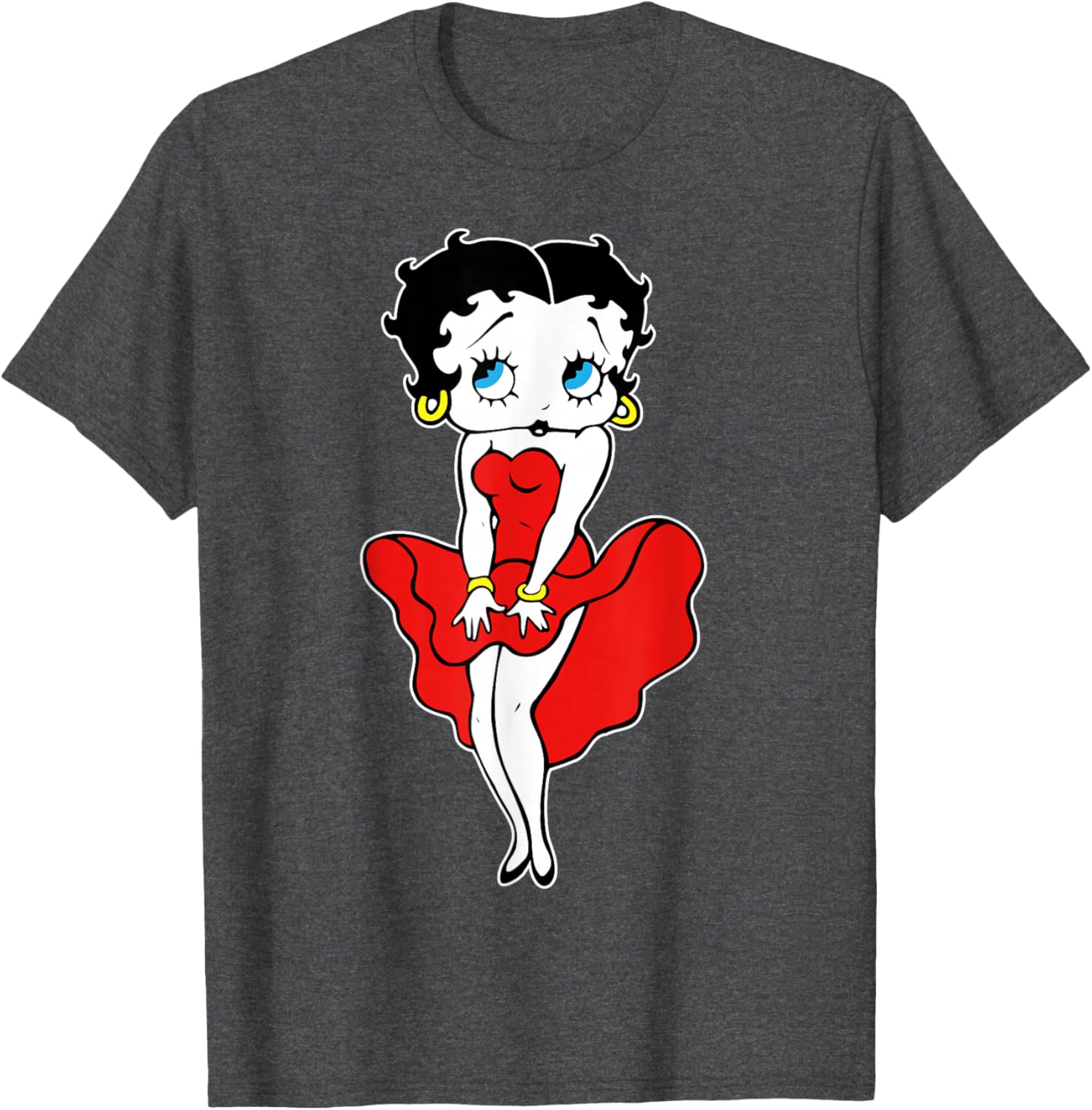 Classic Betty Boop Retro Red Dress T-Shirt for Fun Cartoon Lovers - 8