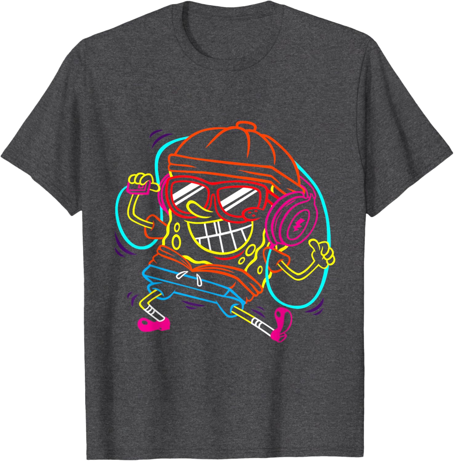 Mademark x SpongeBob Hip Hop Art Music Headset T-Shirt for Cool Style - 9