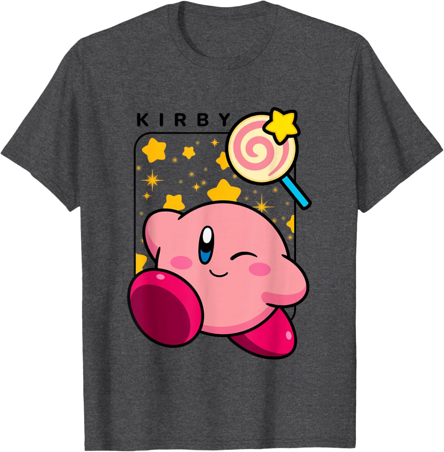 Cute Kirby Lollipop Stars Graphic T-Shirt for Nintendo Fans - 14