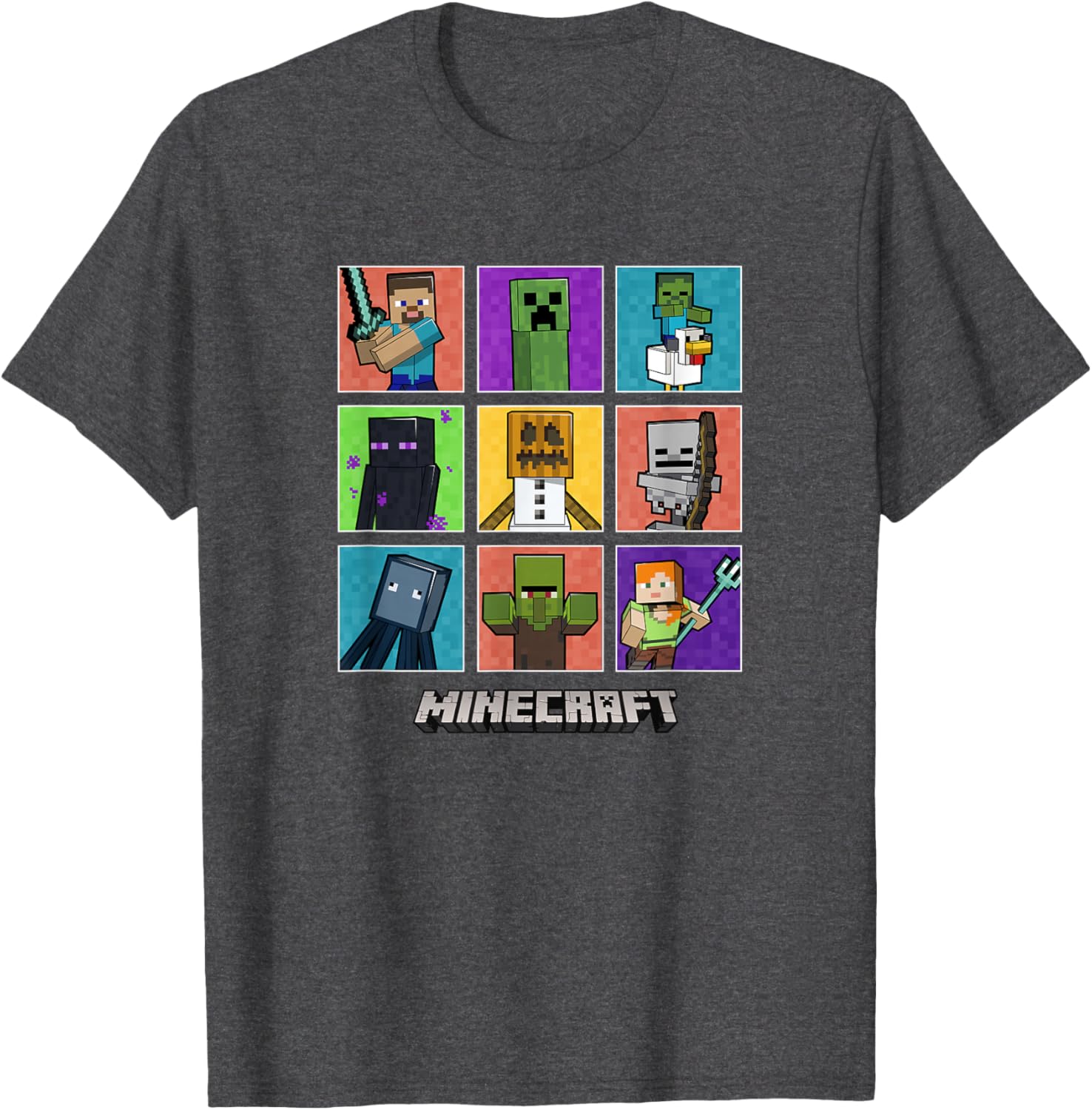 Minecraft Group Shot Colored Box Up T-Shirt for Fans and Gamers - 8