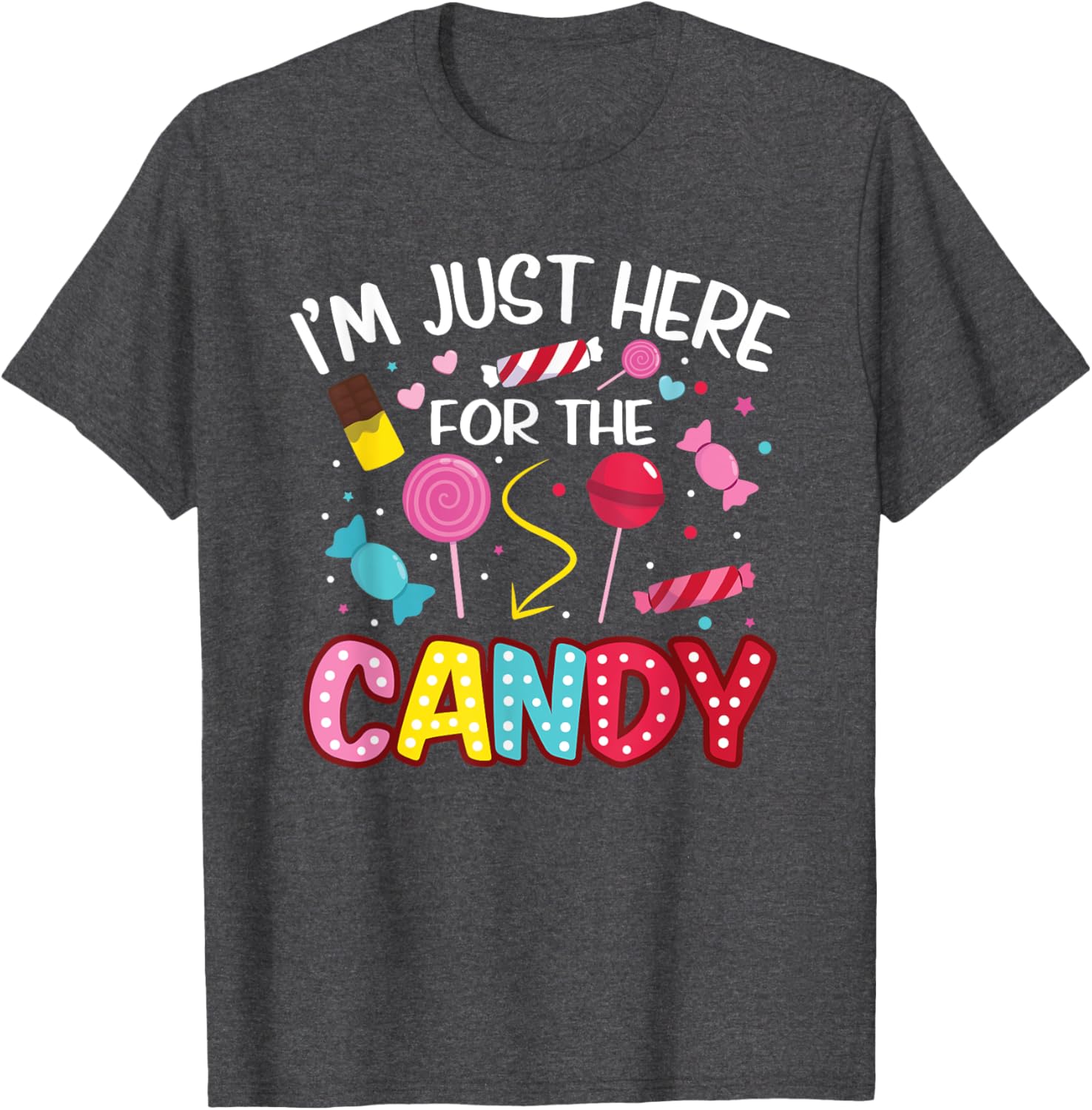 Cute I'm Just Here For The Candy Lollipop Halloween T-Shirt for Kids - 11
