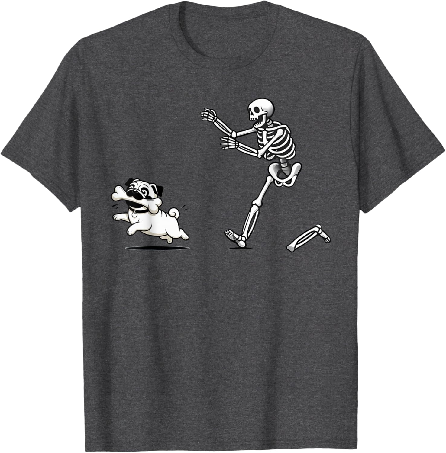 Funny Pug Stealing Bone from Skeleton T-Shirt for Dog Lovers - 23
