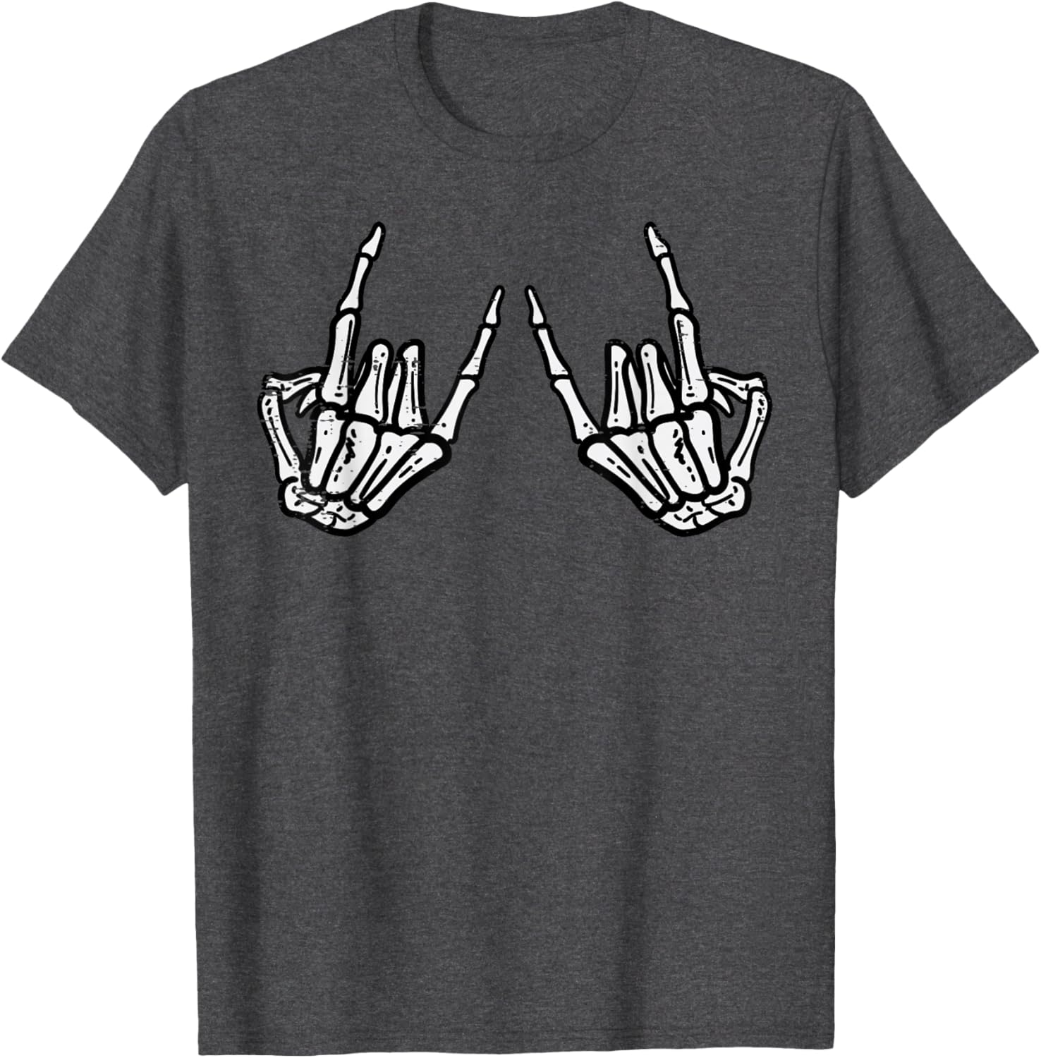 Rocker Hand Sign Skeleton Halloween T-Shirt for Men and Women - 9