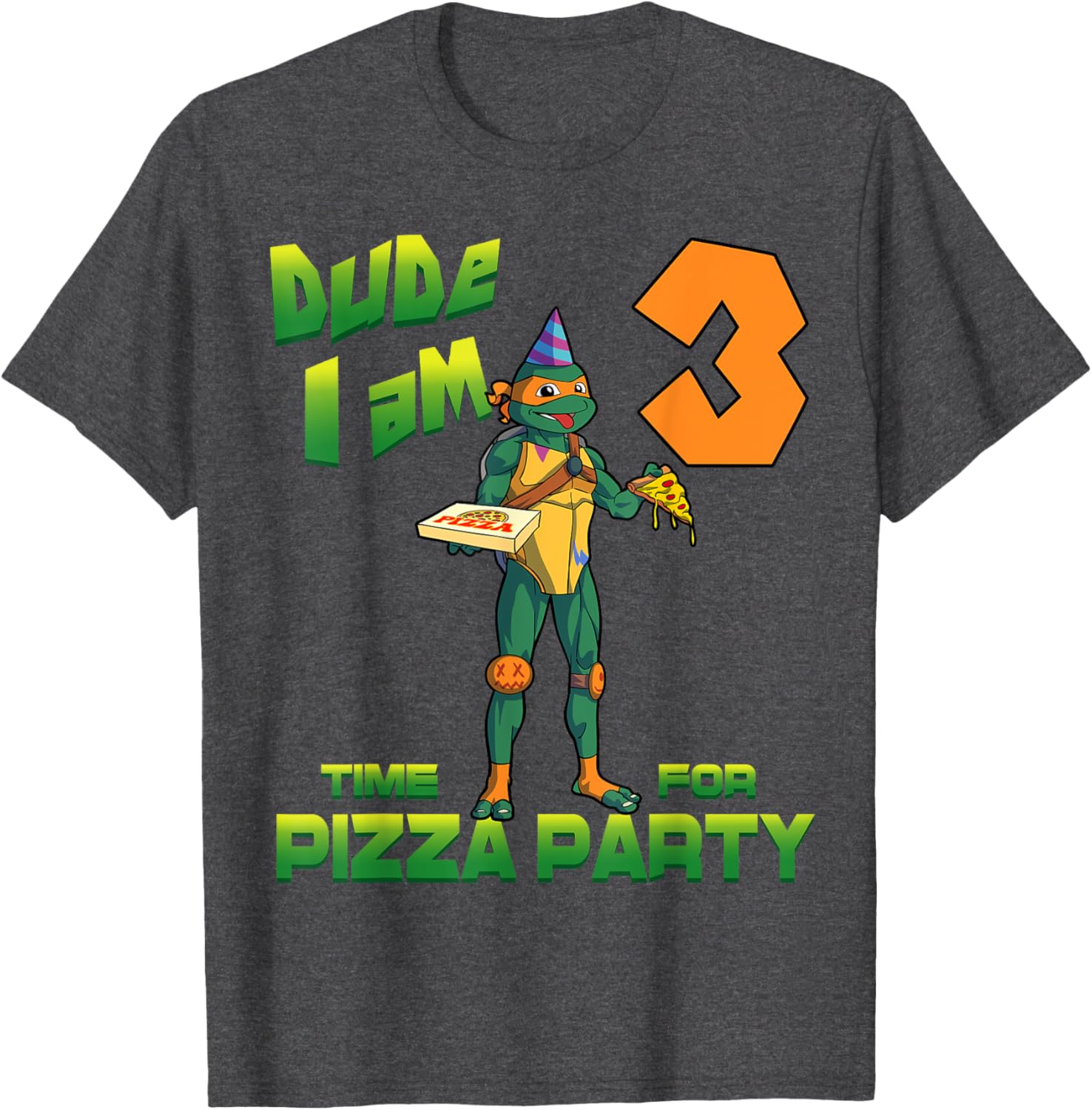 Michelangelo Pizza Birthday T-Shirt for 3 Year Old TMNT Fans - 2