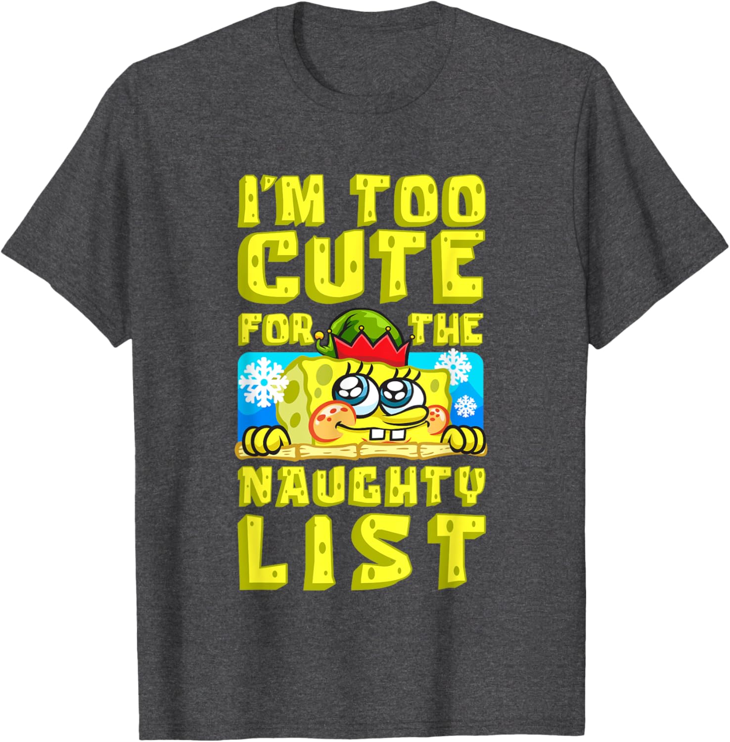 SpongeBob Christmas I'm Too Cute for the Naughty List T-Shirt Gift - 5