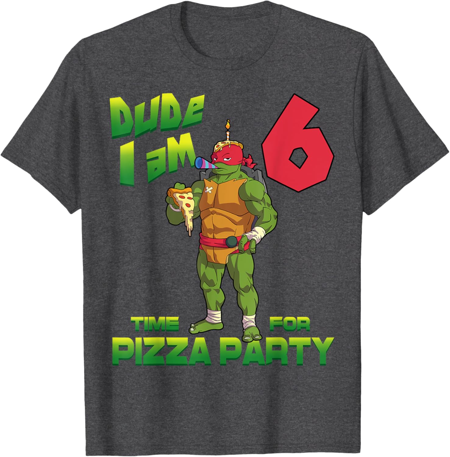 Mademark Ninja Turtles Raphael 6th Birthday Pizza Party T-Shirt - 23