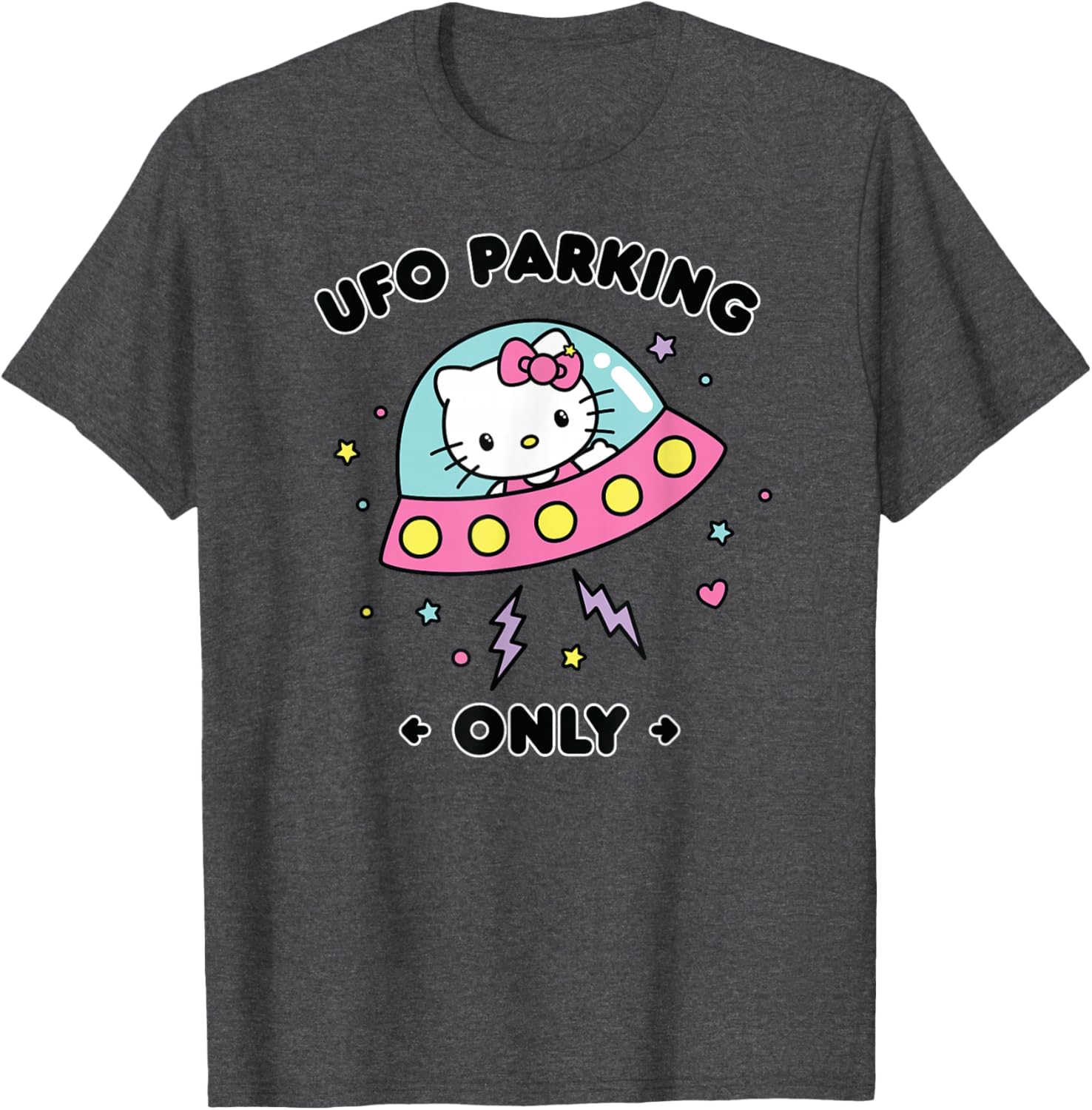 Hello Kitty UFO Parking Only Area 51 Alien Spaceship T-Shirt for Fun Lovers - 6