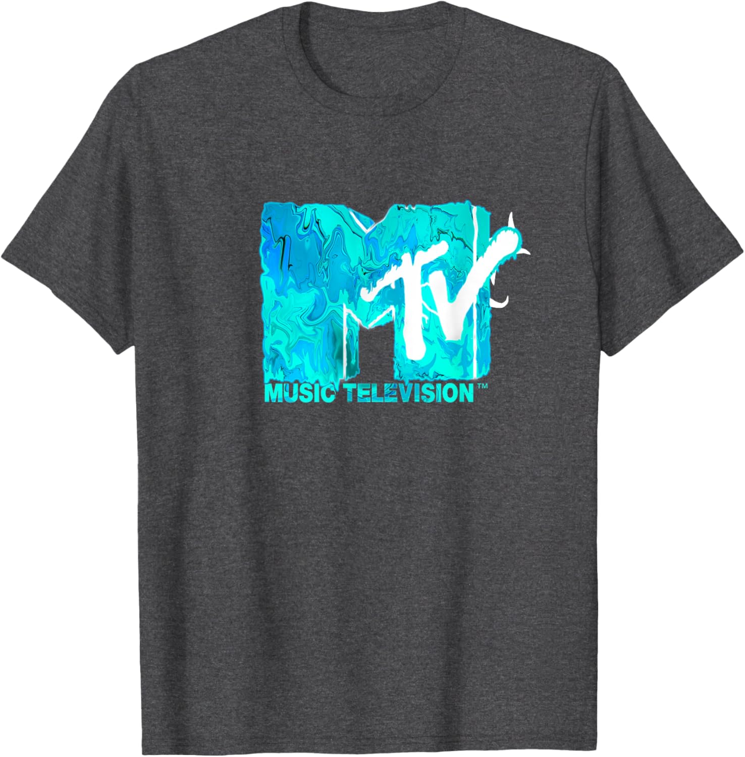 Mademark x MTV Green Blue Liquid Flow Logo T-Shirt for Trendy Style - 1