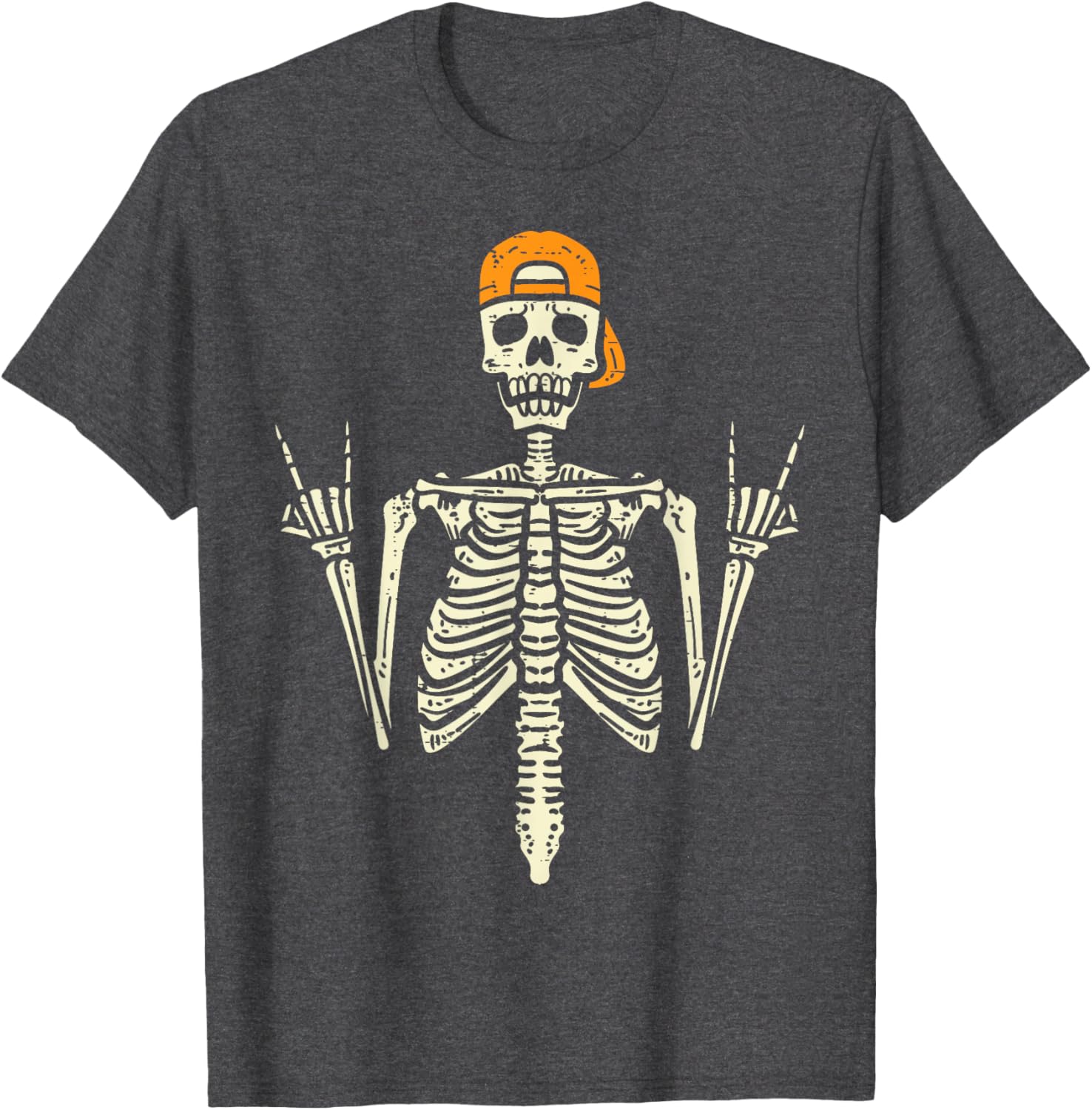 Cool Rocker Skeleton Cap Skater T-Shirt for Halloween Punk Rock Style - 8