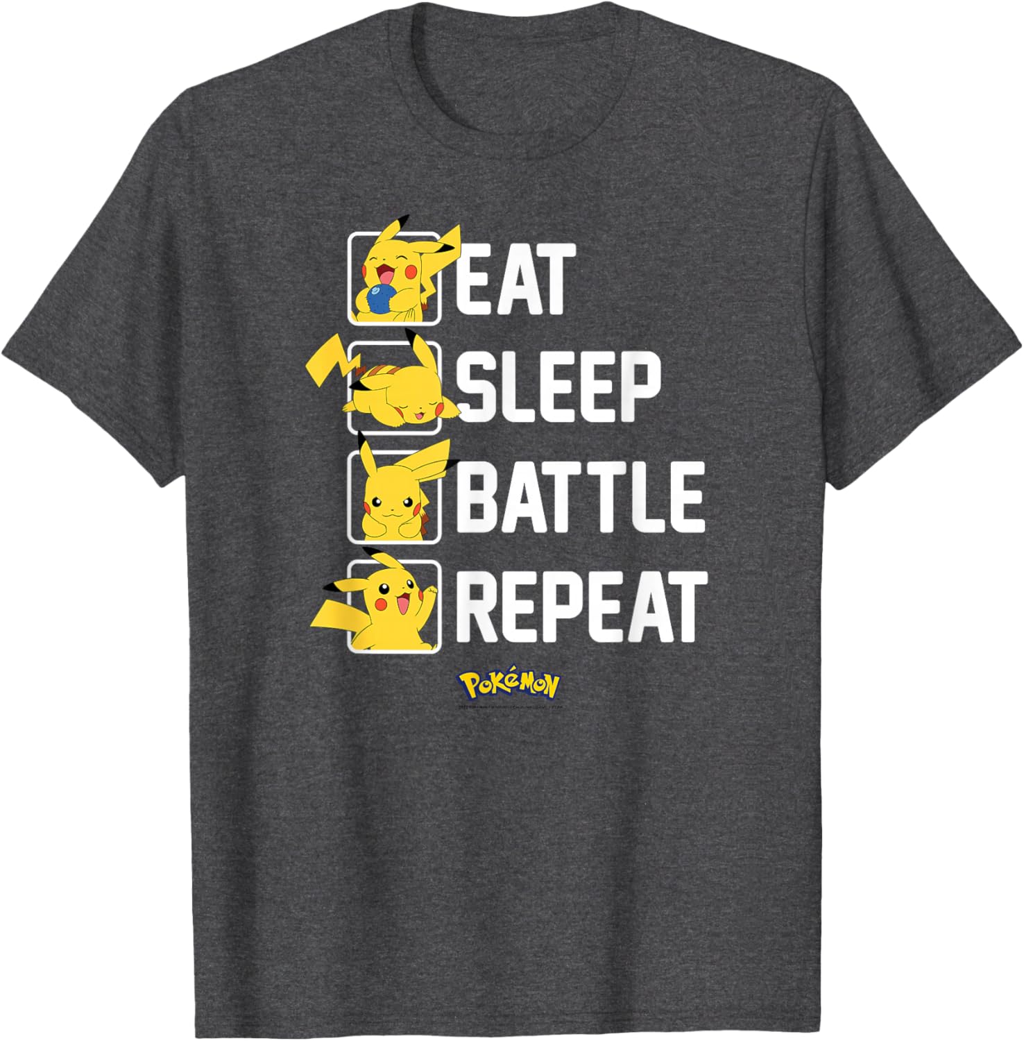 Pikachu Eat Sleep Battle Repeat T-Shirt for Pokémon Fans and Gamers - 16