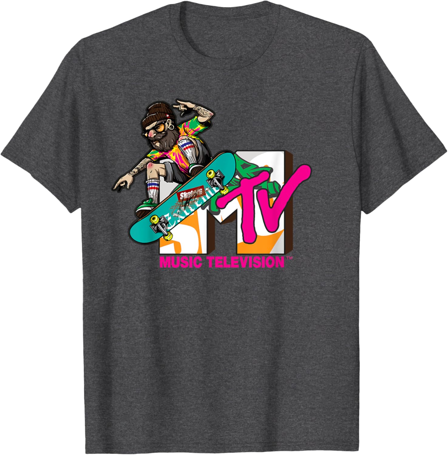 Mademark x MTV Hipster Skater T-Shirt - Trendy Logo Graphic Tee - 4
