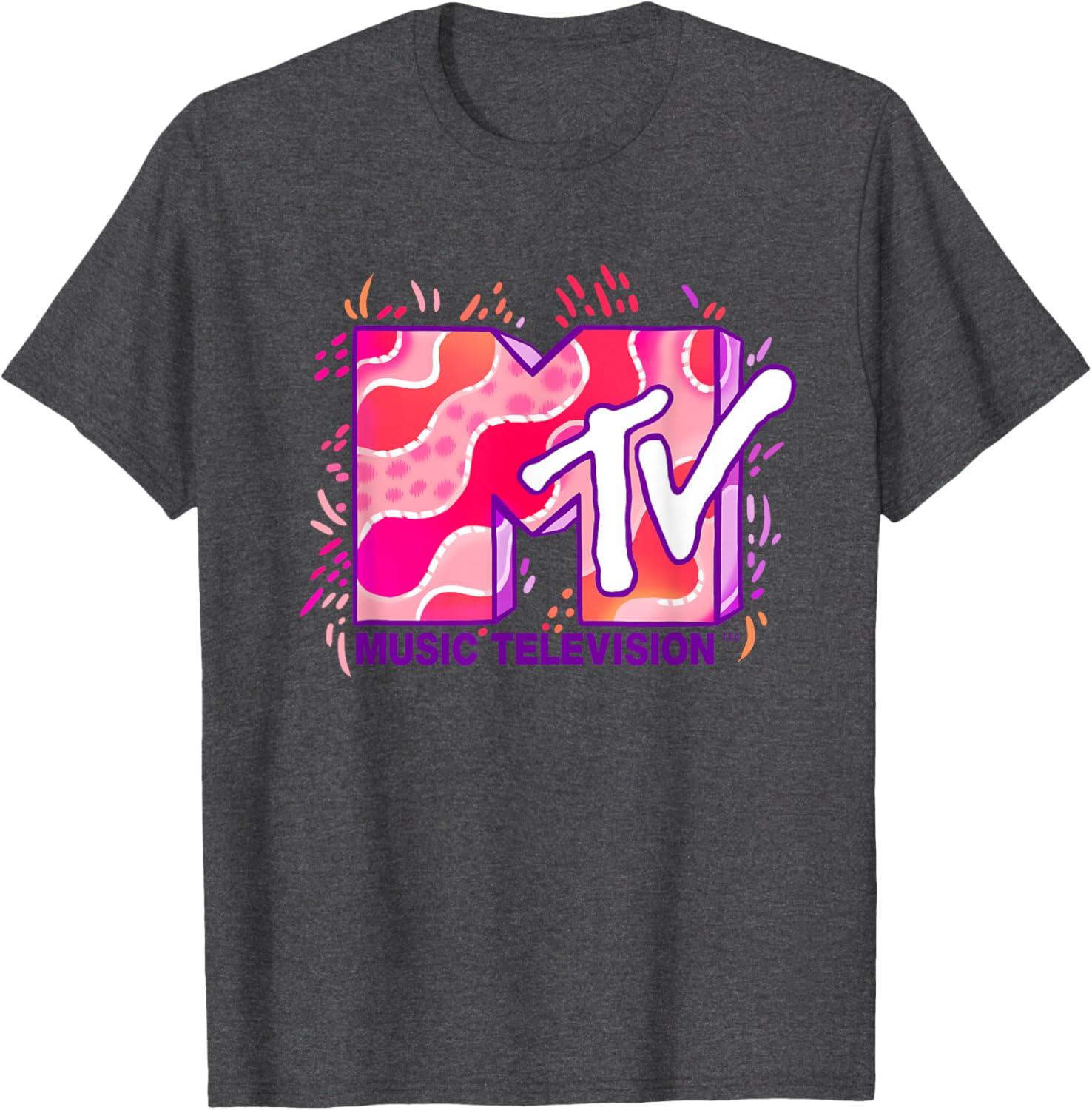 Mademark x MTV Funky Pink and Purple Waves Logo T-Shirt for Cool Style - 5