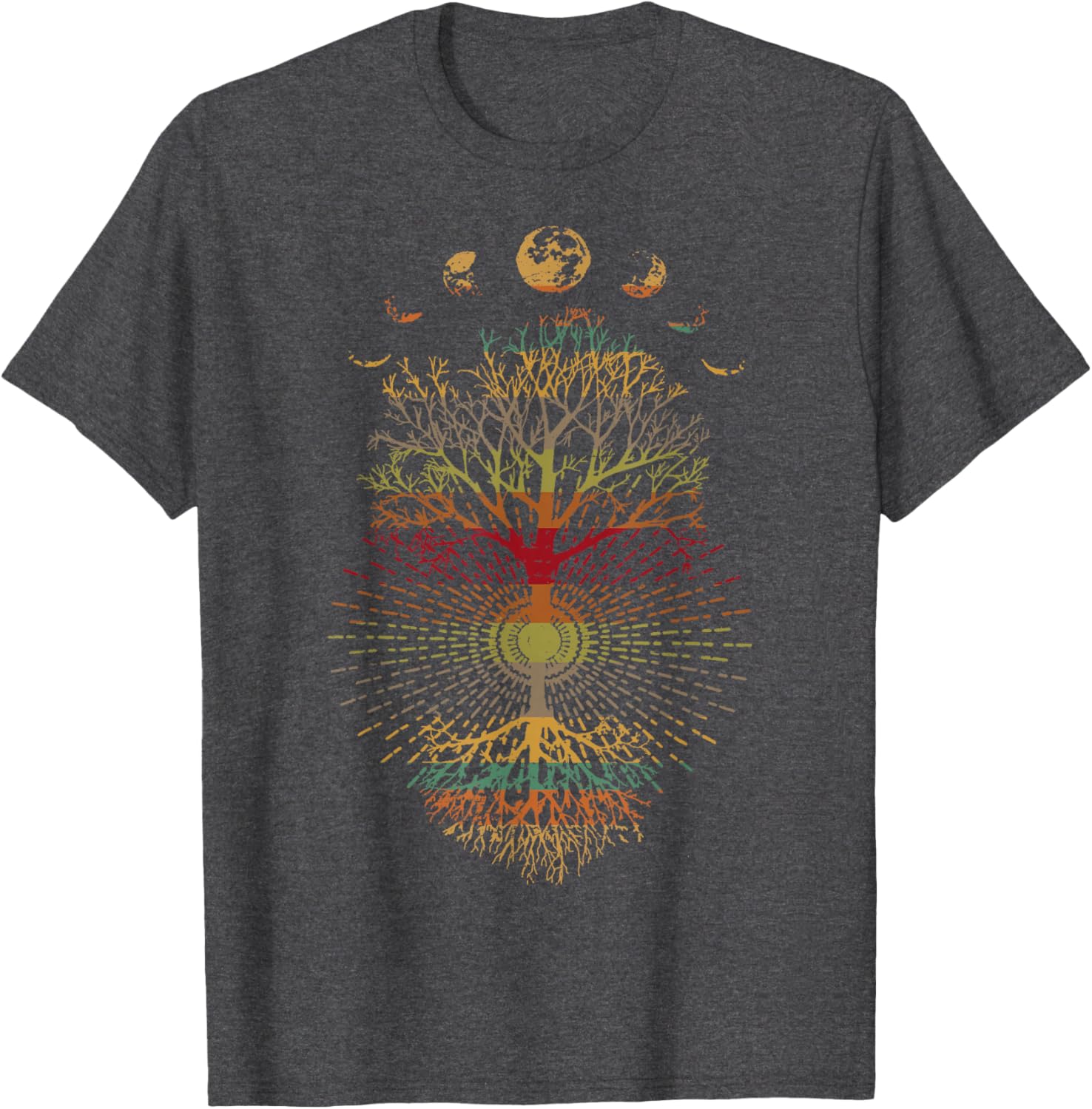 Phases of the Moon Retro Tree of Life T-Shirt 60s 70s Vibe - 18