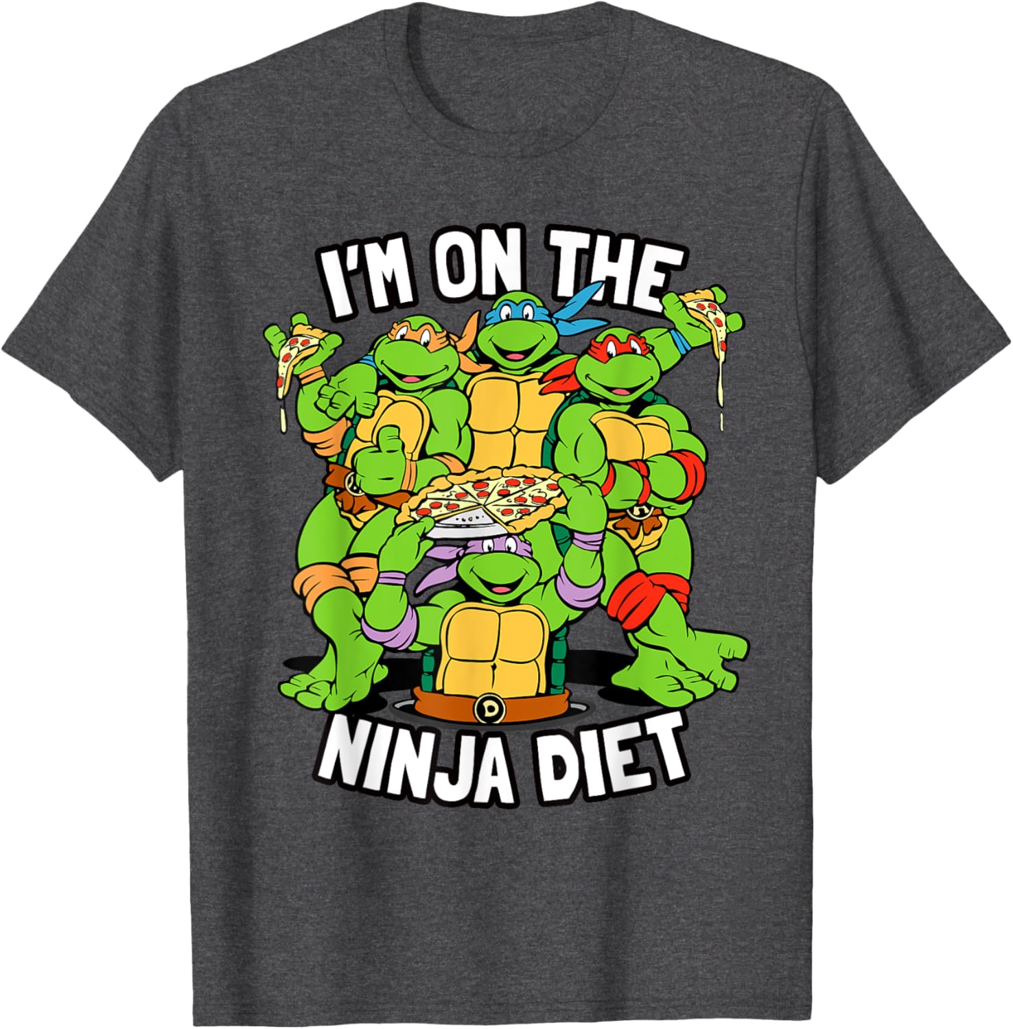 Mademark TMNT Pizza T-Shirt I'm on the Ninja Diet Fun Graphic Tee - 2