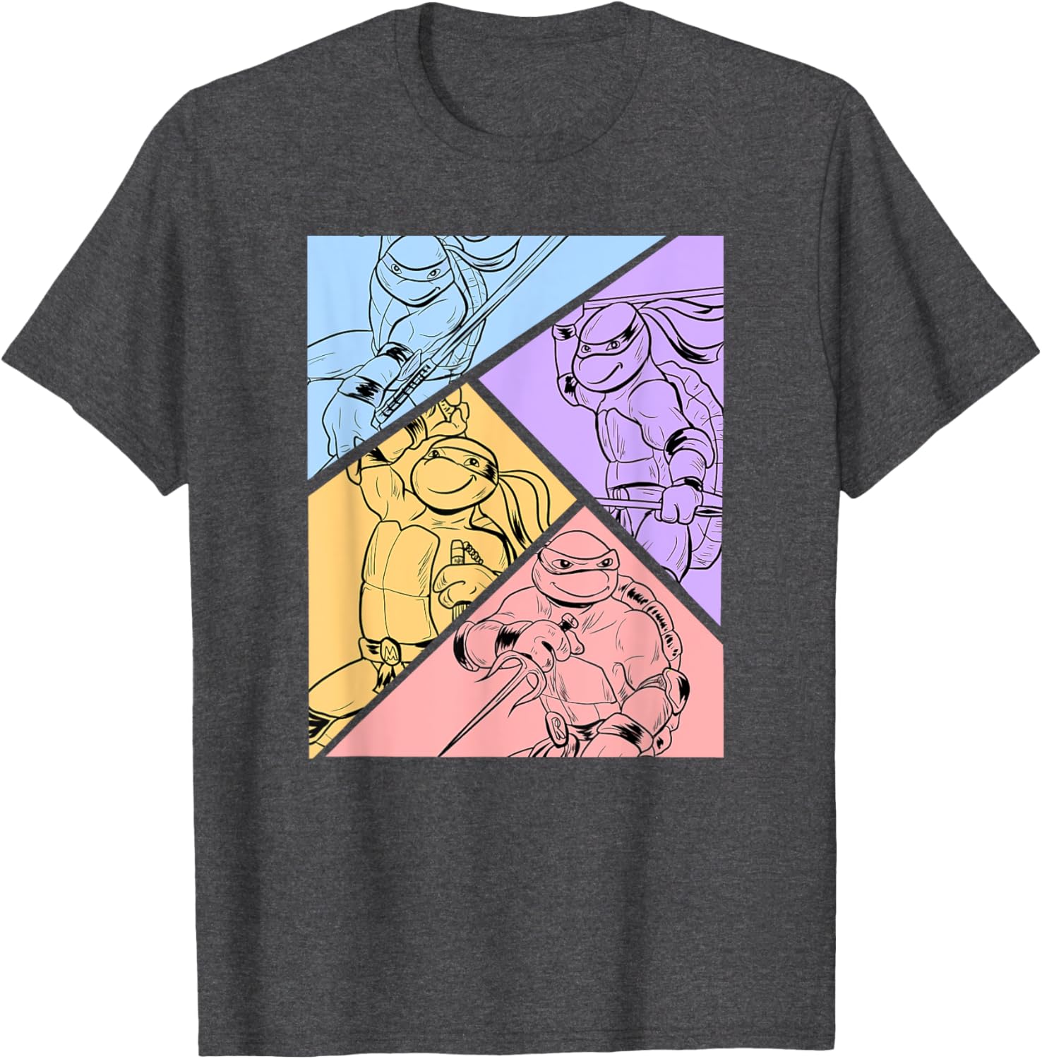 Mademark TMNT Pastel T-Shirt Featuring Turtles in Ink Design - 5