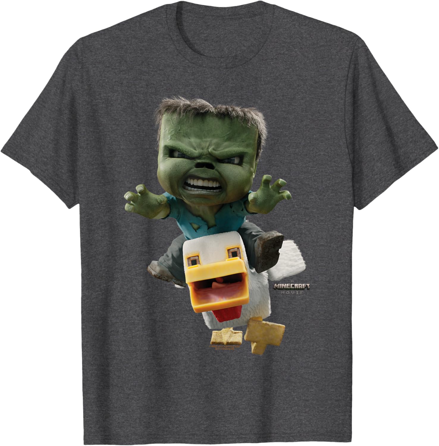 Cool Minecraft Movie Chicken Jockey Baby Zombie Attack T-Shirt for Kids - 13