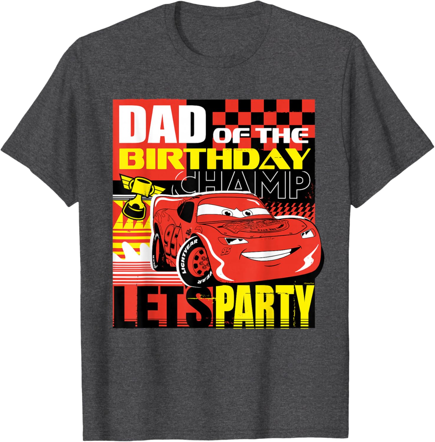 Disney Pixar Cars Dad of the Birthday Champ T-Shirt Fun Party Wear - 4