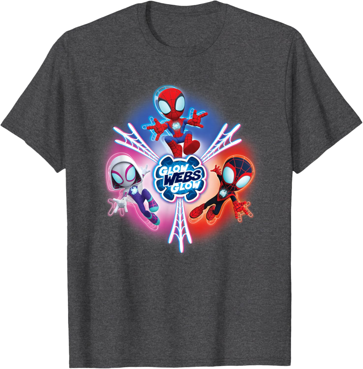 Marvel Spidey and Friends Glow Webs T-Shirt for Kids and Fans - 1