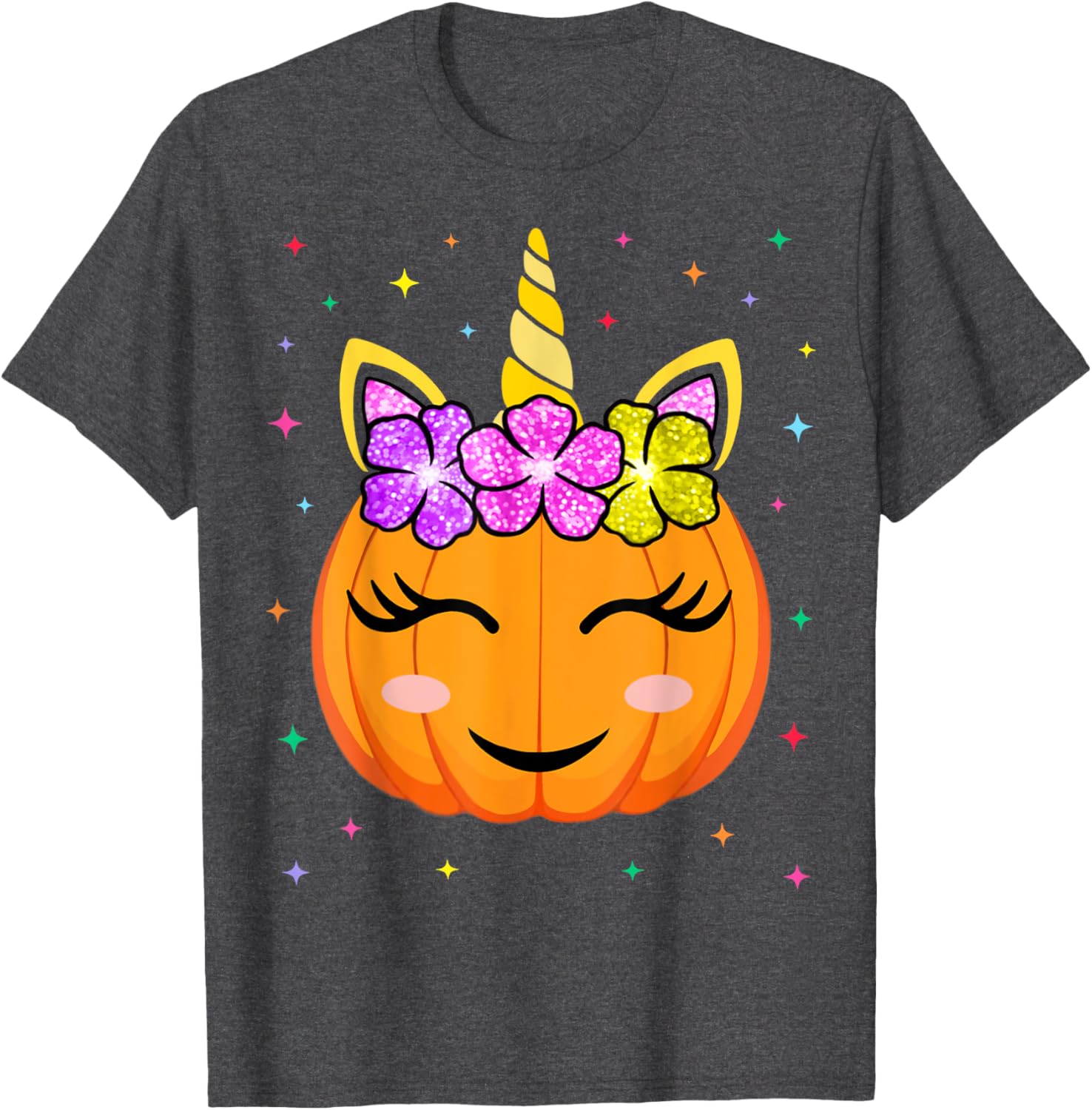 Cute Unicorn Pumpkin Halloween T-Shirt for Girls - Fun Kids Costume - 6