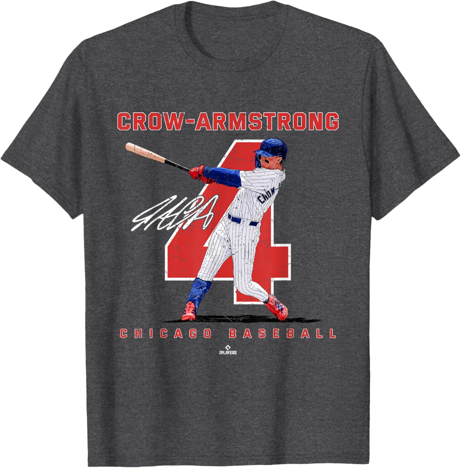 Pete Crow Armstrong Chicago Baseball T-Shirt MLBPA Number and Portrait Design - 4